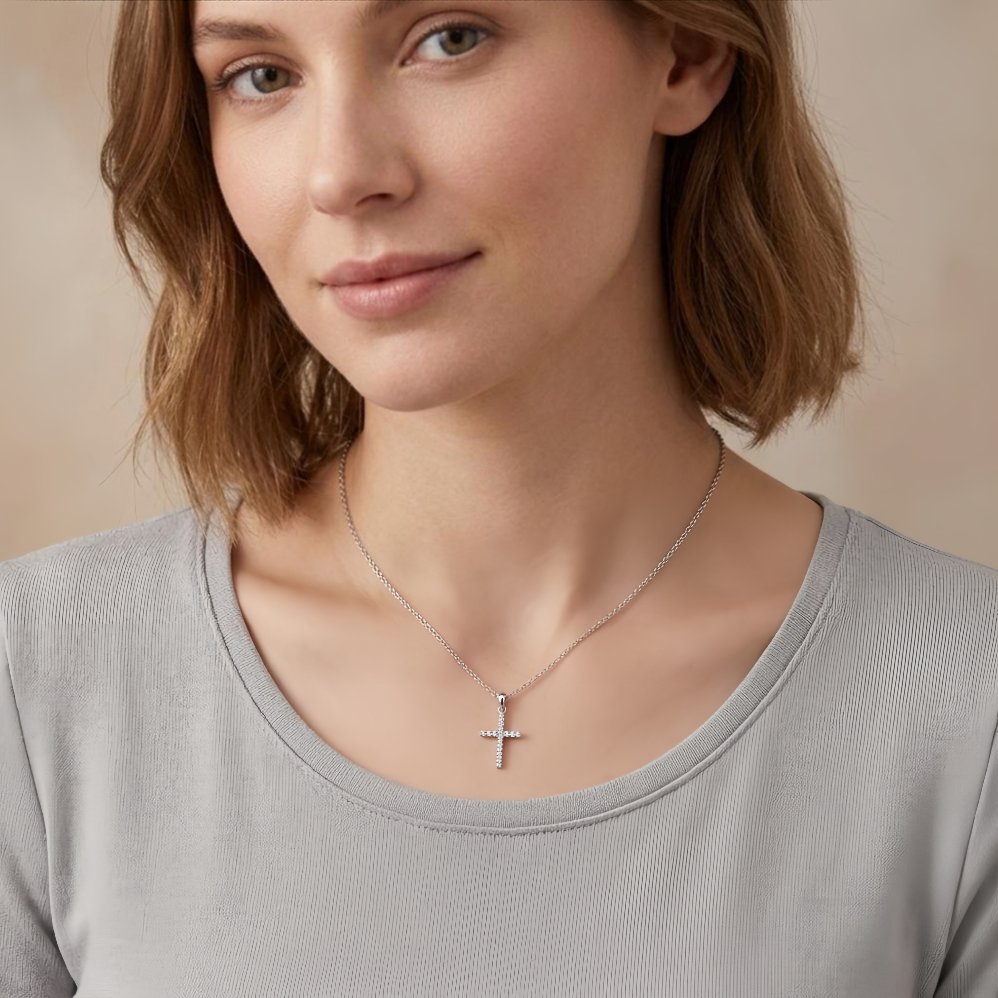 Sterling Silver Cross Pendant Necklace, picture 2 of 4