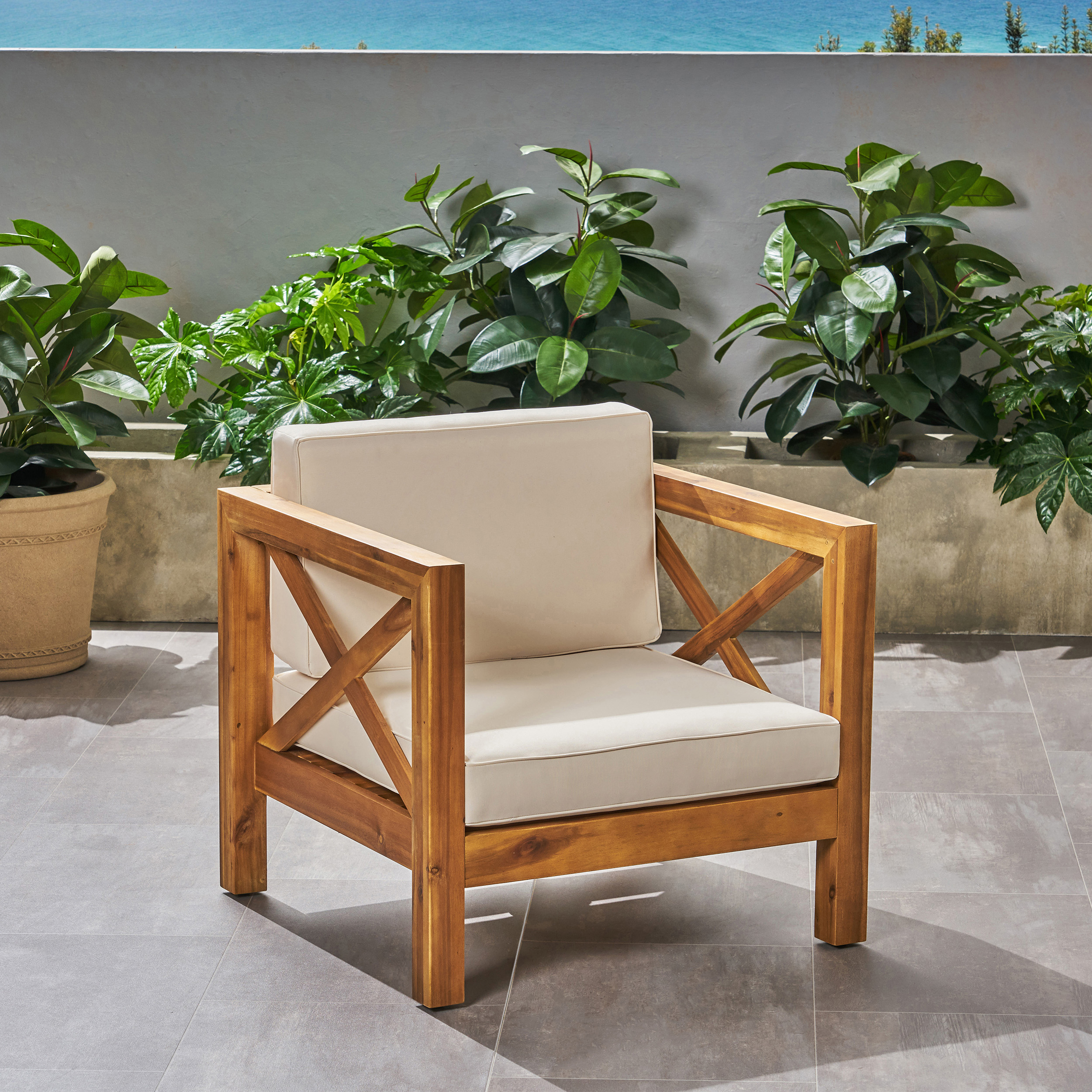 Acacia Wood Club Chair, picture 3 of 5