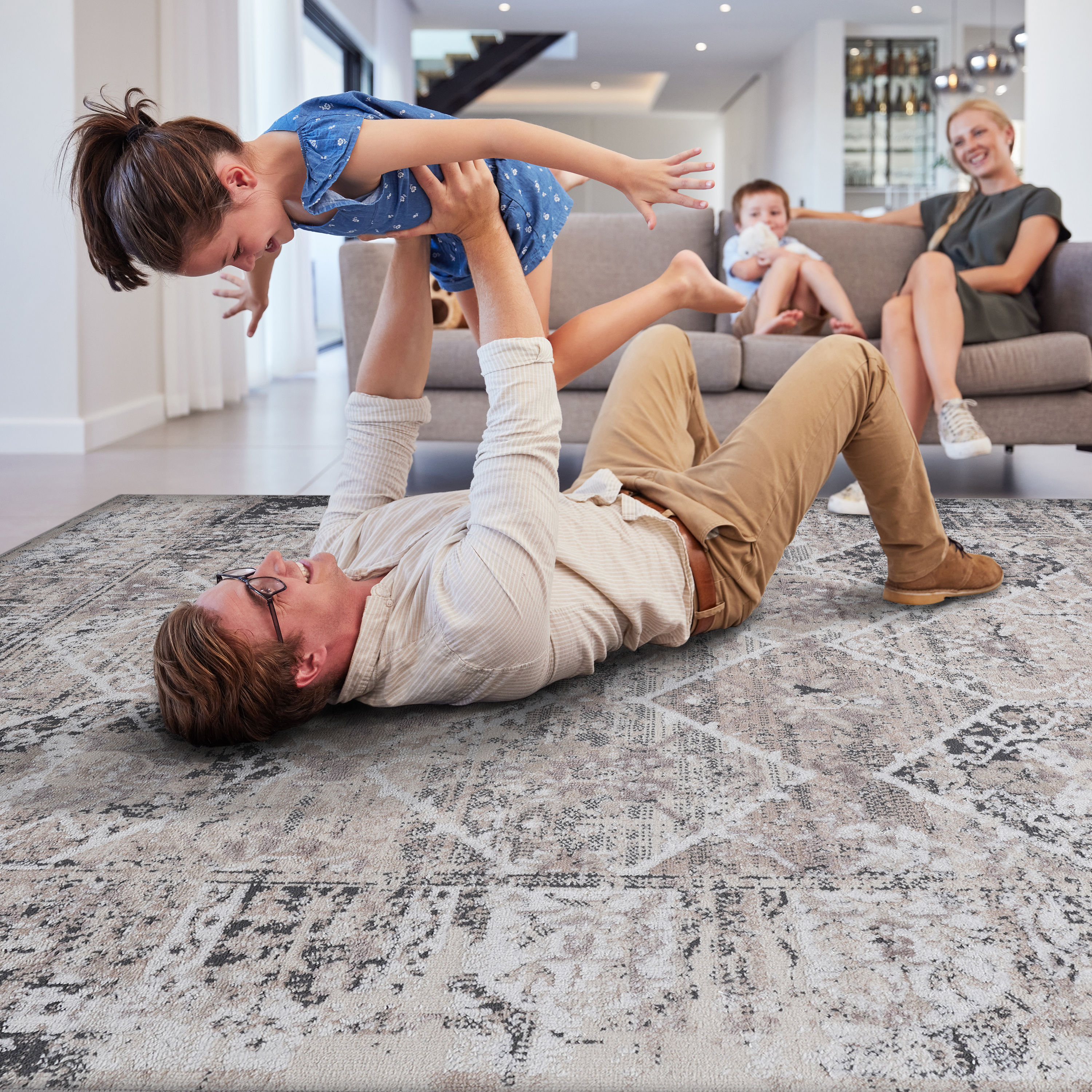 PAYAS 6X9 Cream Anthracite Traditional Area Rug_voghion.com