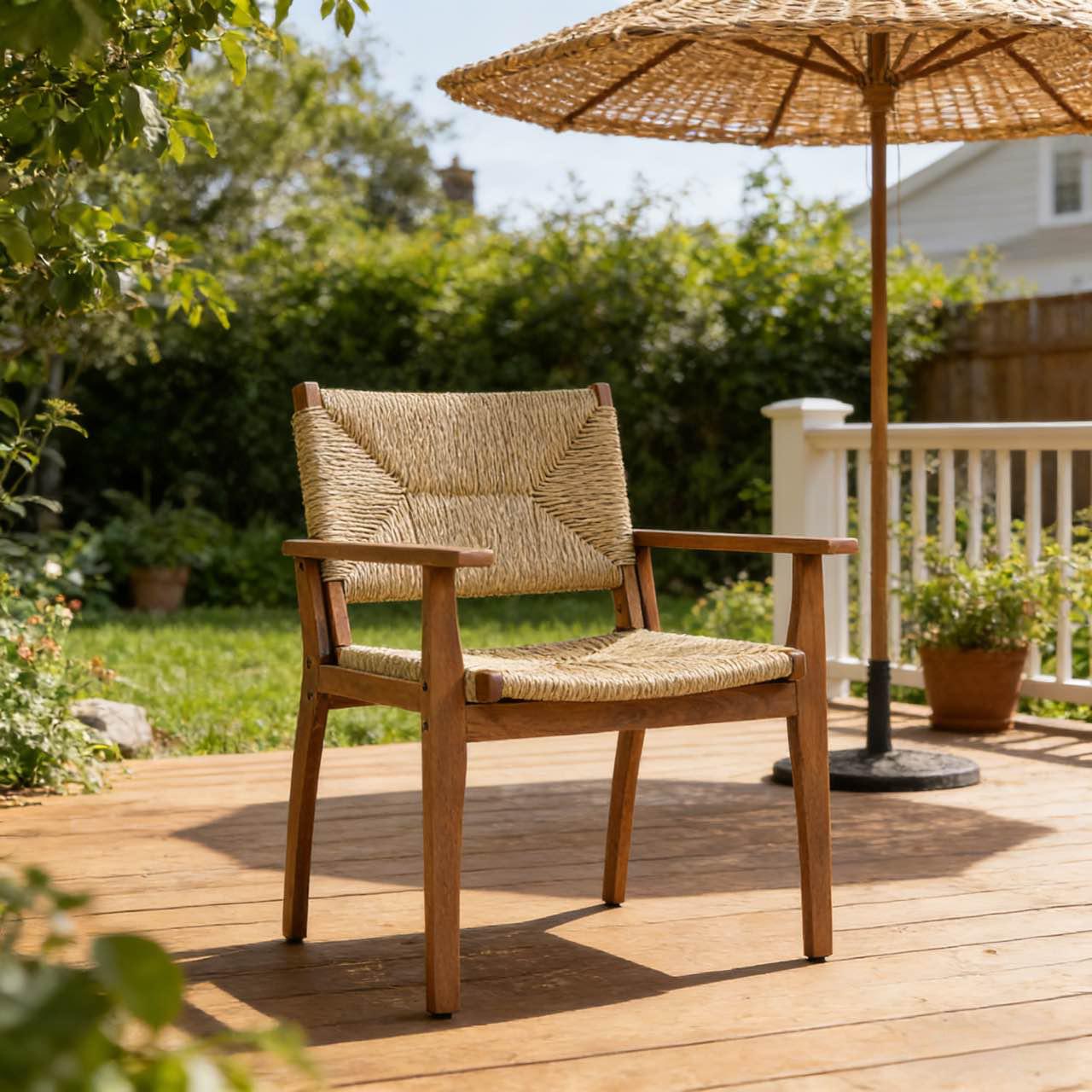 Acacia Wicker Outdoor Dining Chair, picture 2 of 4