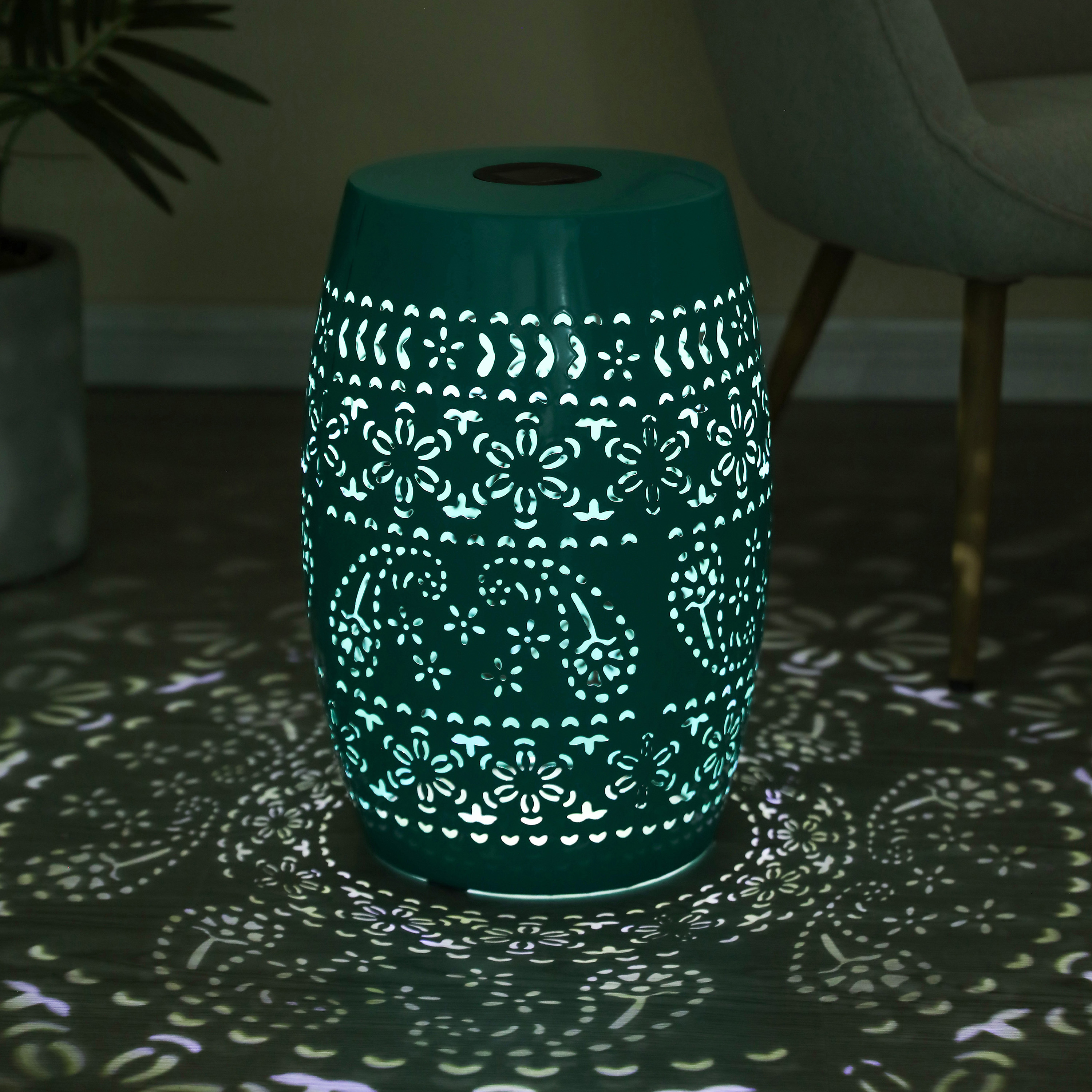 SOLAR SIDE TABLE,TEAL COLOREQfx_voghion.com