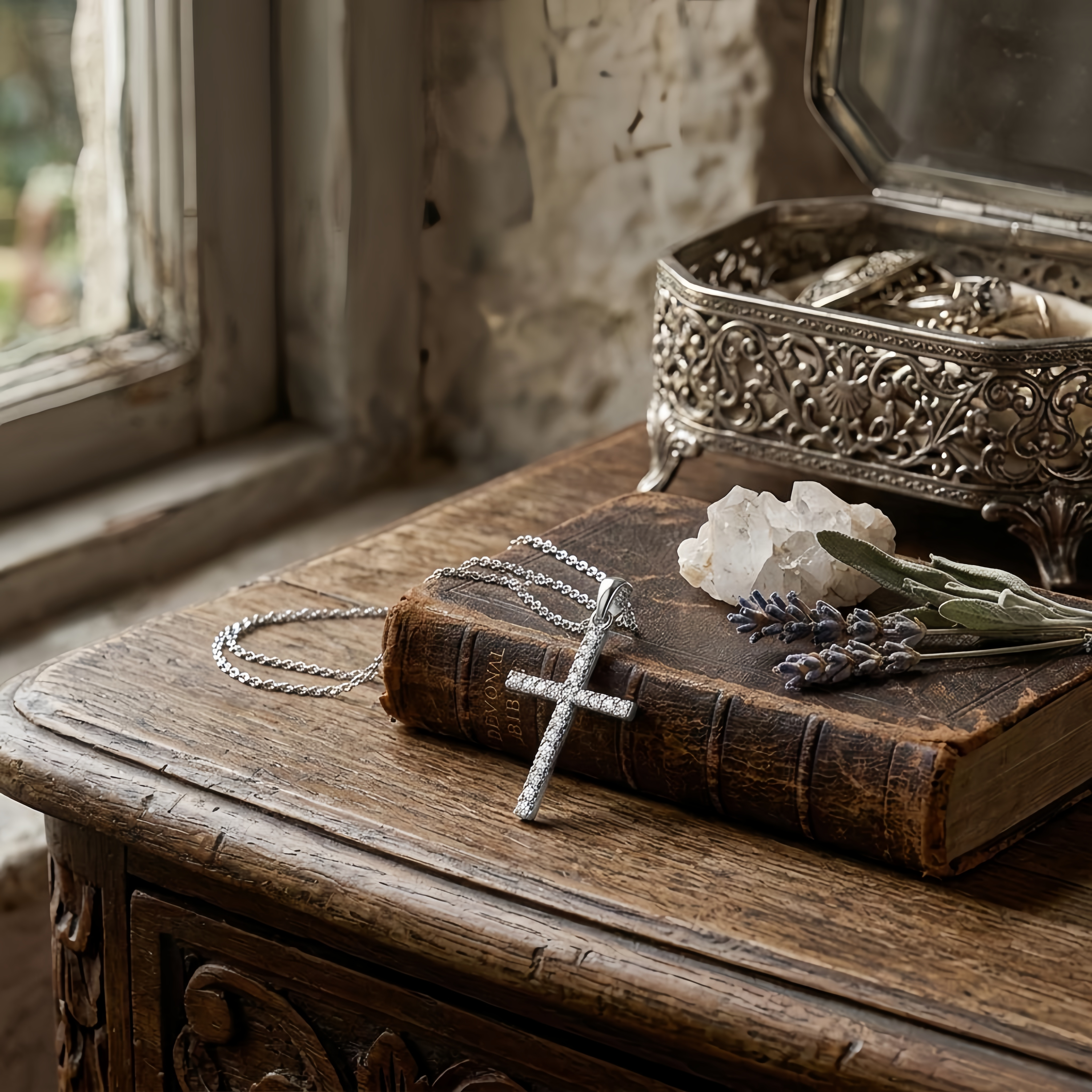 Sterling Silver Cross Pendant Necklace, picture 3 of 4