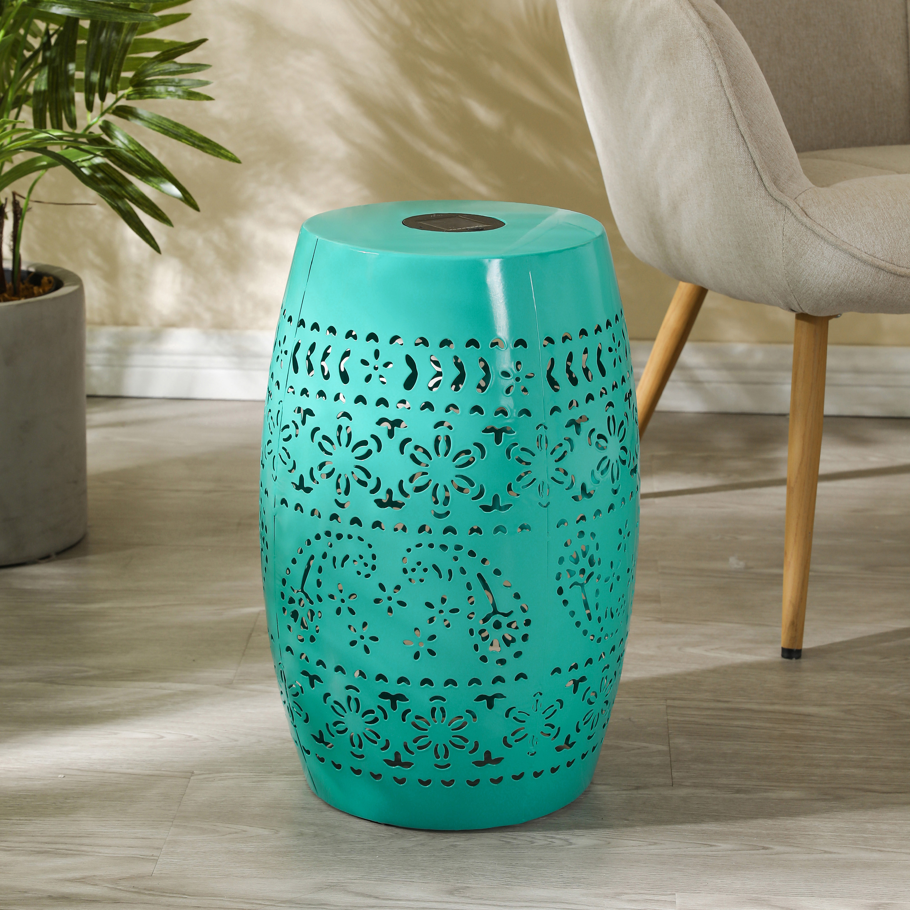 SOLAR SIDE TABLE,TEAL COLOREQfx_voghion.com