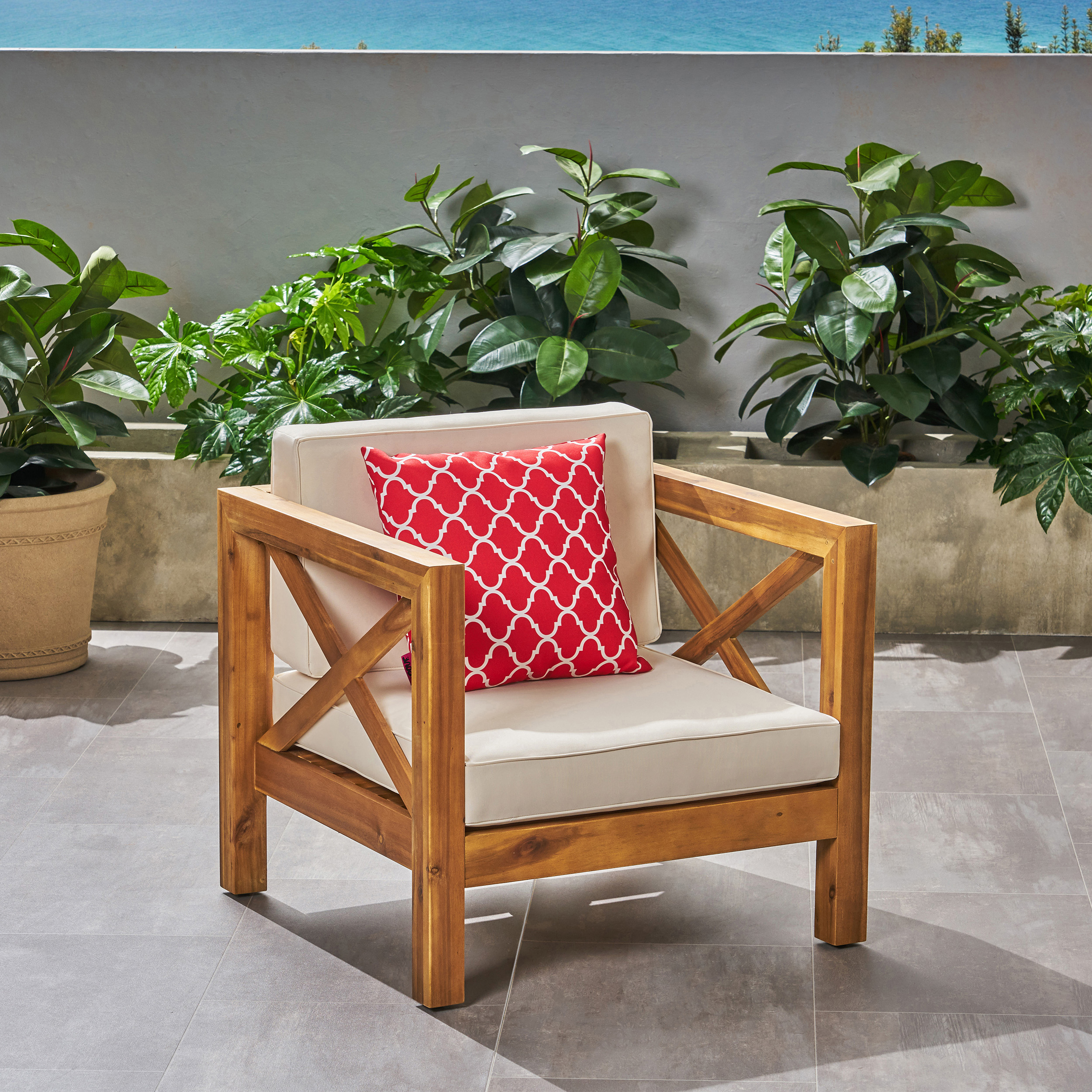 Acacia Wood Club Chair, picture 2 of 5