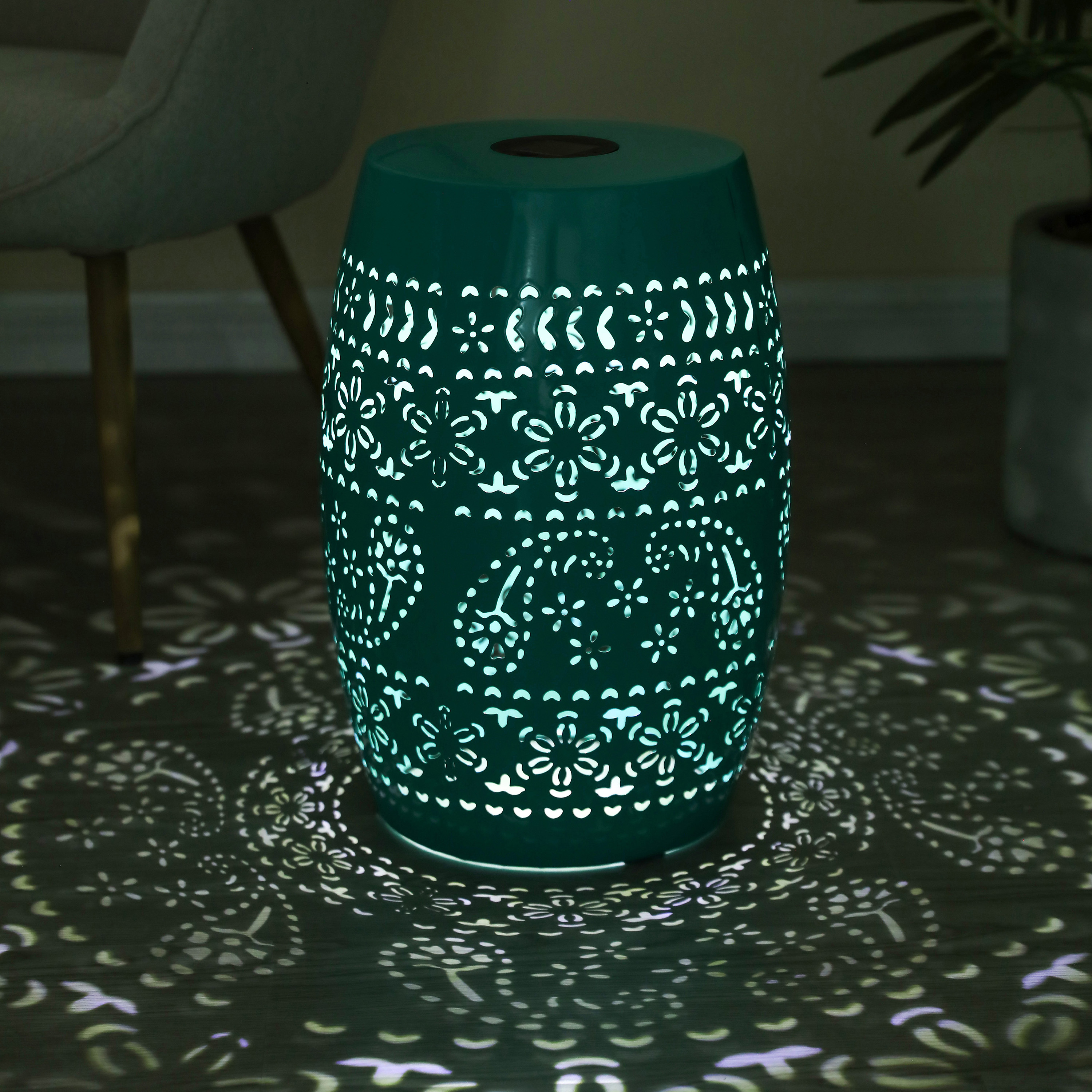 SOLAR SIDE TABLE,TEAL COLOREQfx_voghion.com