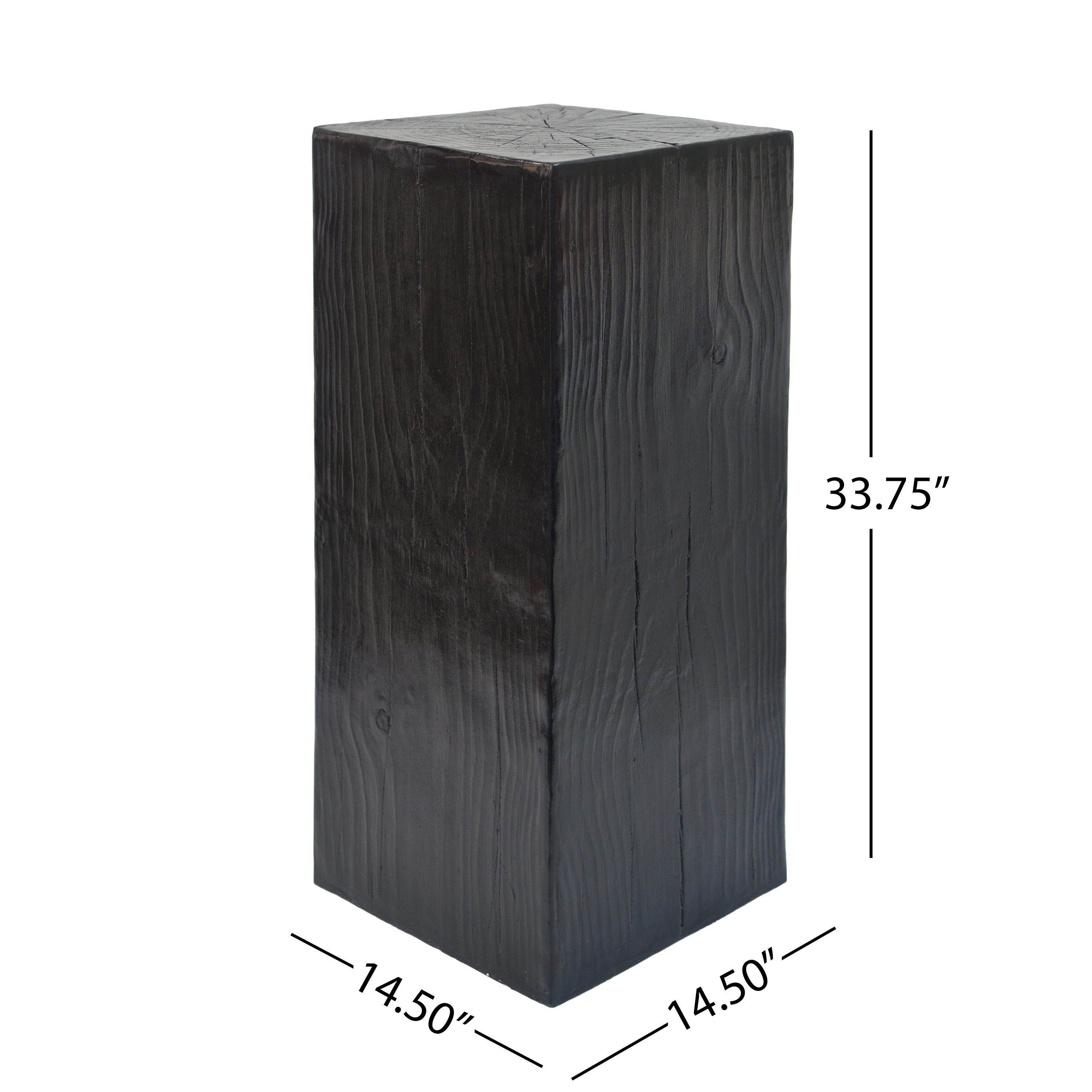 Wood-Look Square-Column MGO End Table,  H33.75 ,Wood-Like Distressed Finish, Mix With Different Heights, Indoor Outdoor Use,Black Color