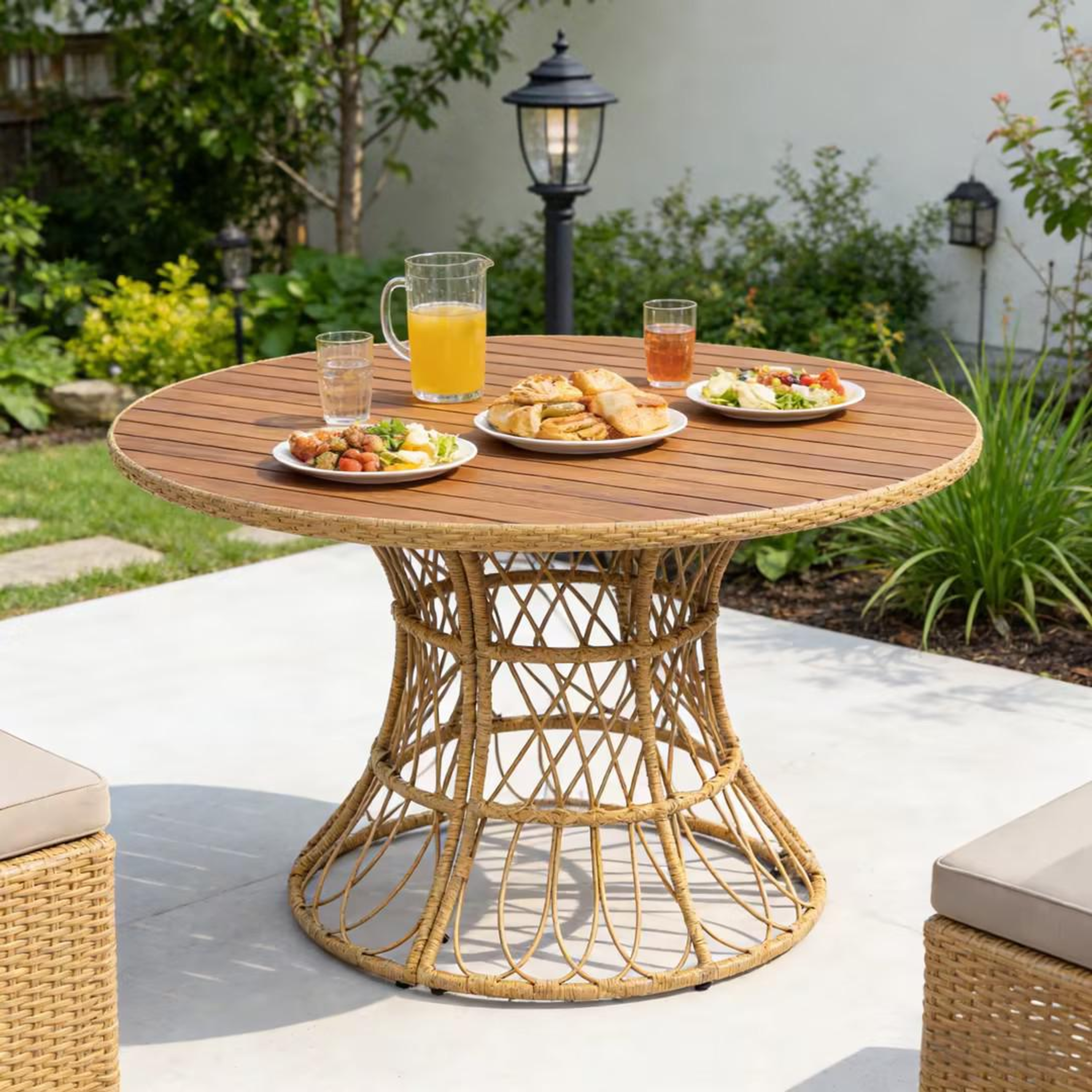 Round Acacia Outdoor Dining Table, picture 5 of 5