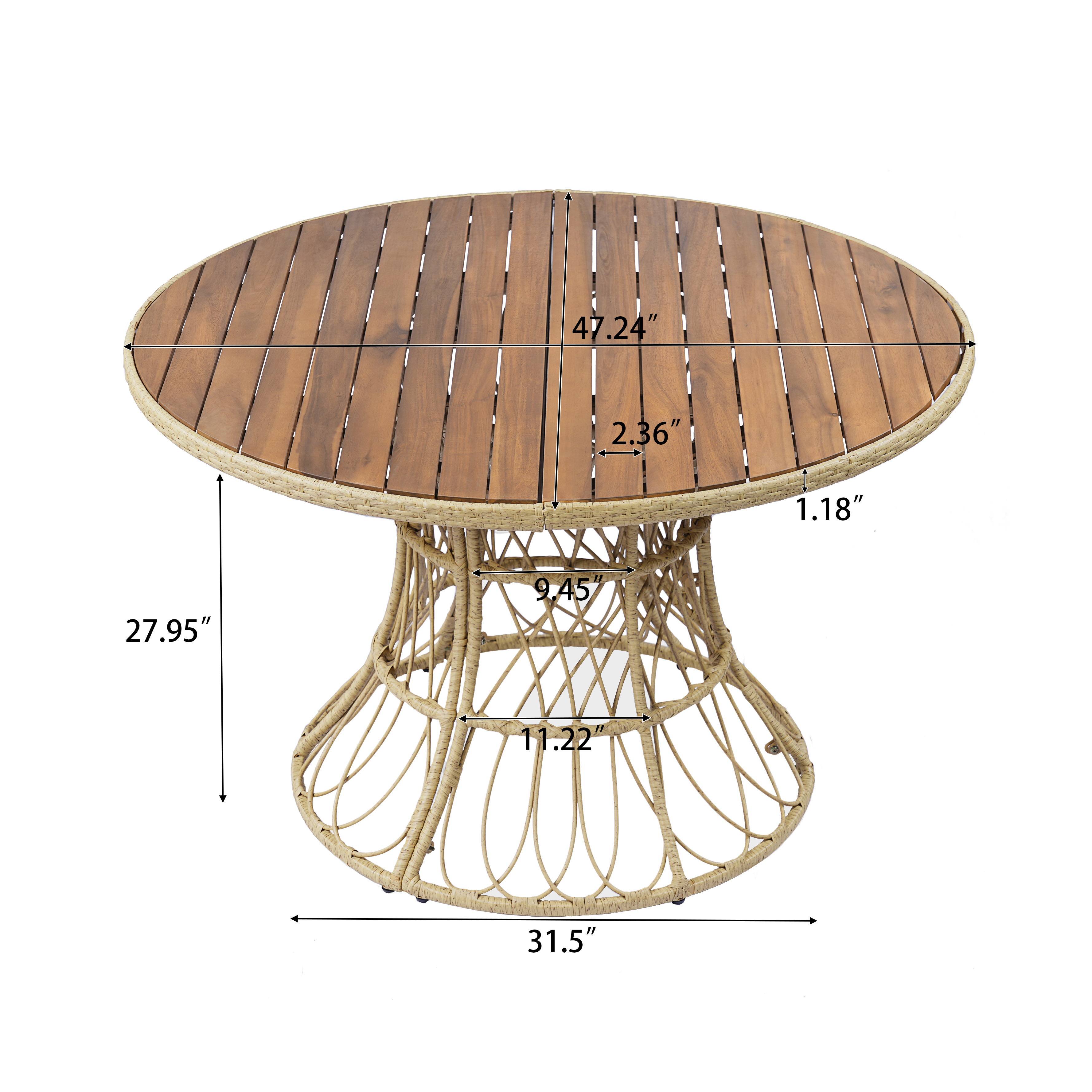 Round Acacia Outdoor Dining Table, picture 4 of 5
