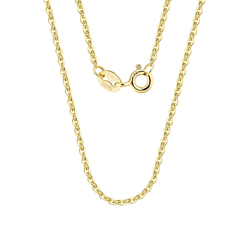 925 Sterling Silver Italian Gold-Plated Sterling  Rope Chain Necklace with Adjustable Clasp