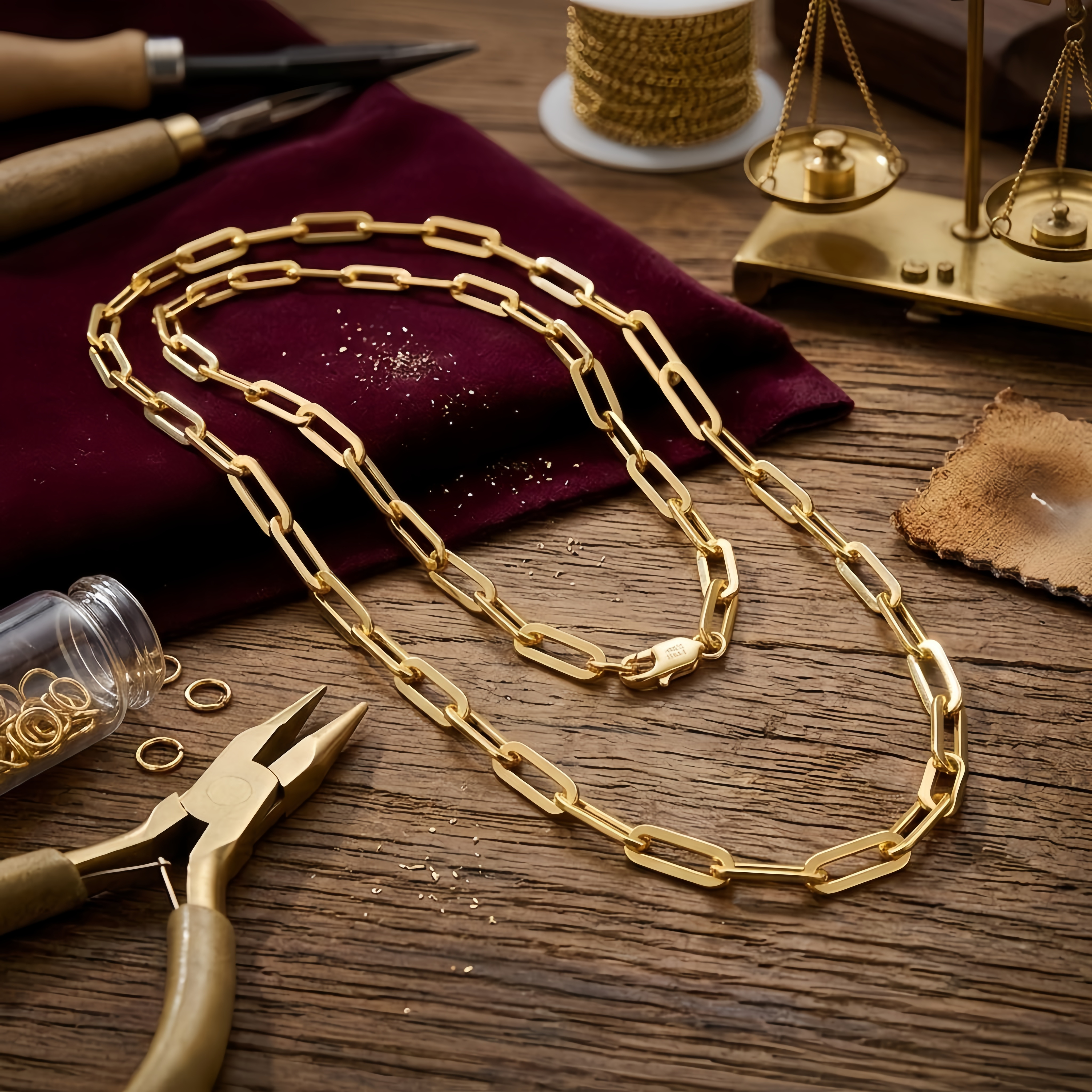 925 Sterling Silver Italian Craftsmanship Gold-Plated Sterling Paperclip Chain Necklace