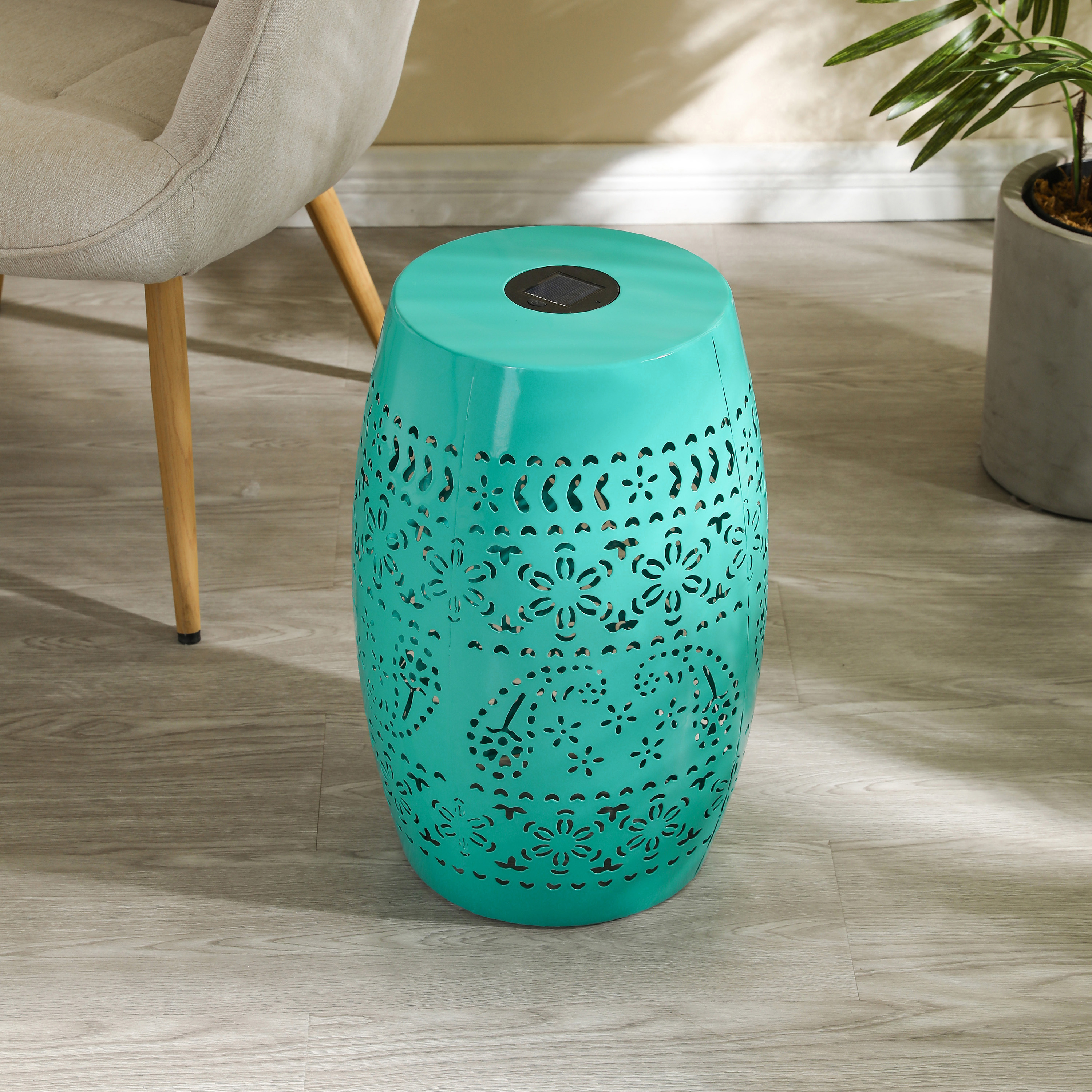 SOLAR SIDE TABLE,TEAL COLOREQfx_voghion.com