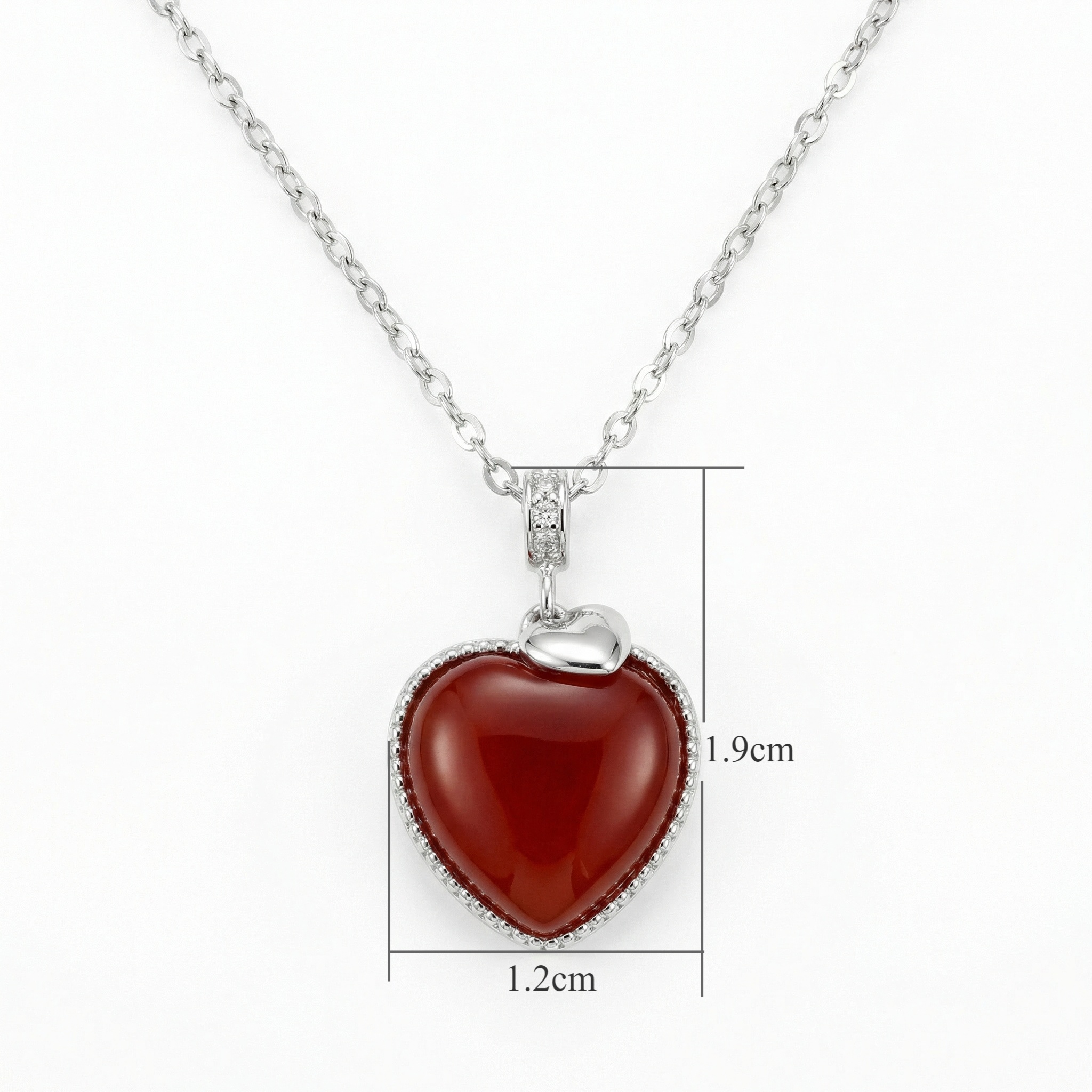 925 Sterling Silver Elegant Sterling Silver Heart Necklace with Vibrant Red Gemstone Pendant