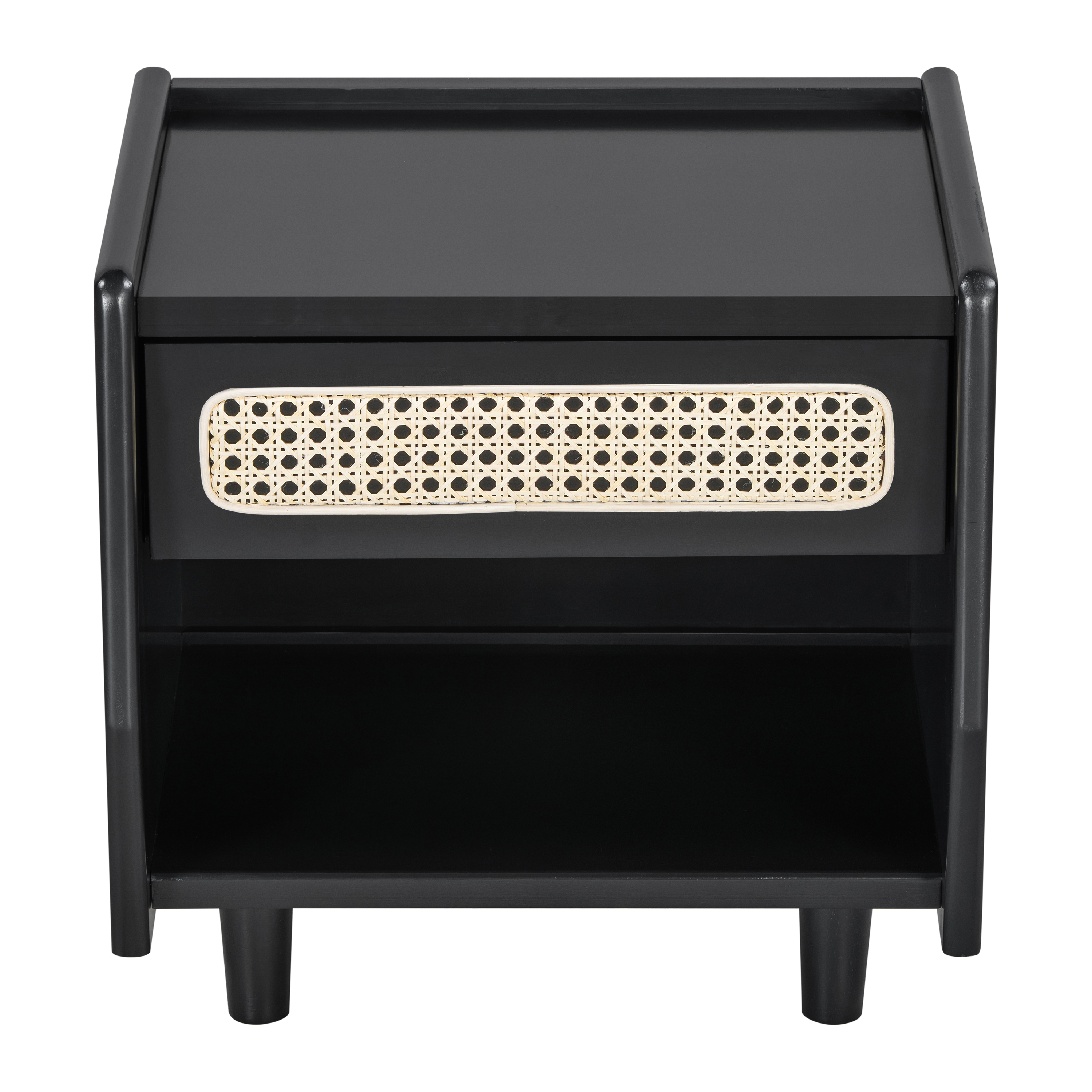 Black Nightstand with Rattan Detail β photo 5