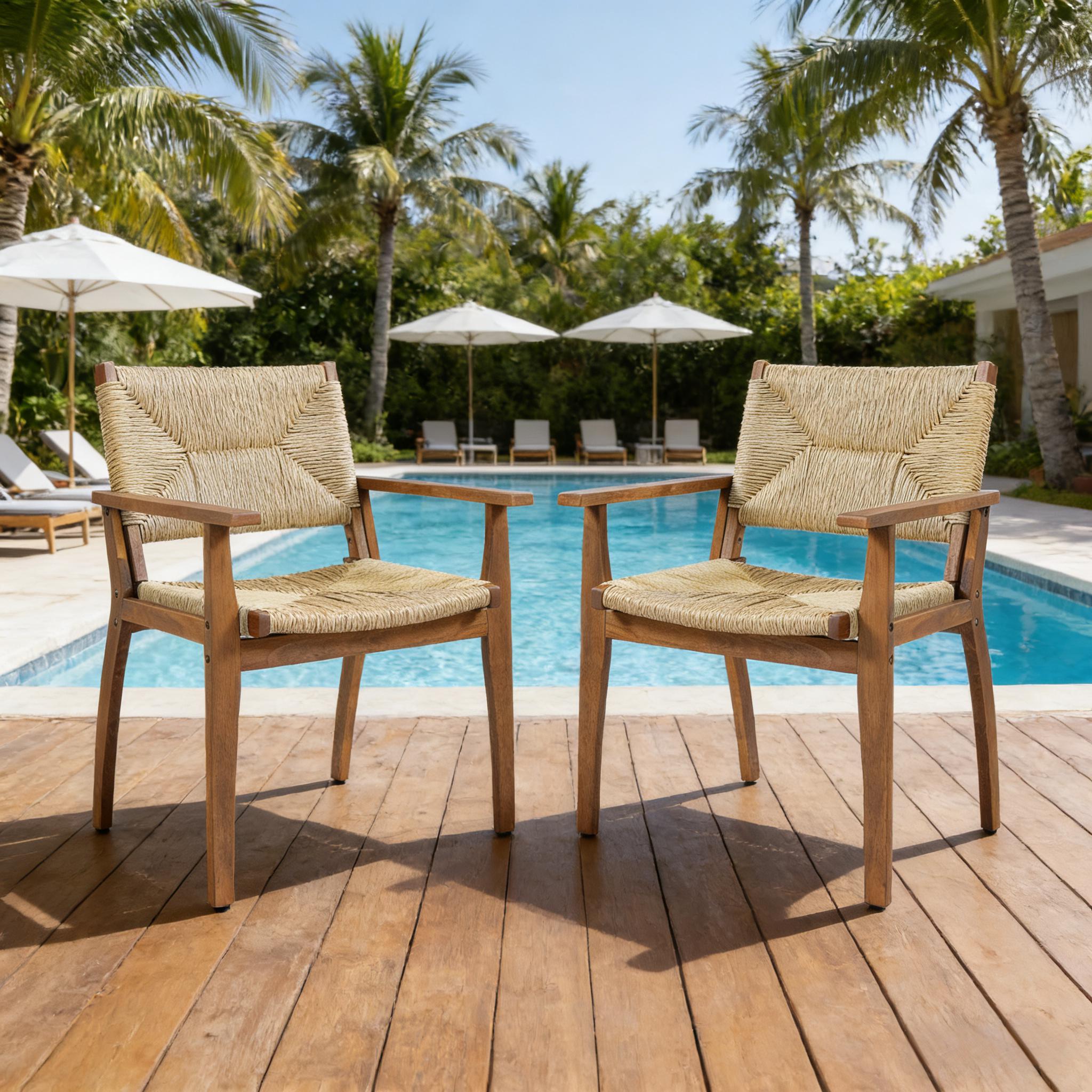 Acacia Wicker Outdoor Dining Chair