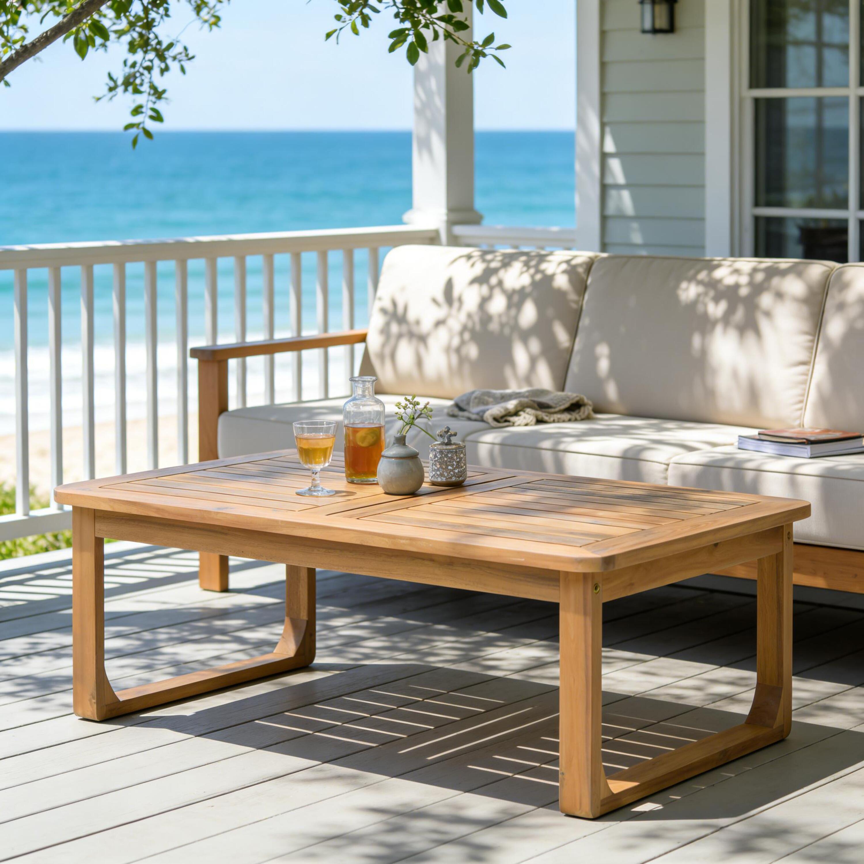 Acacia Wood Outdoor Coffee Table, picture 3 of 4