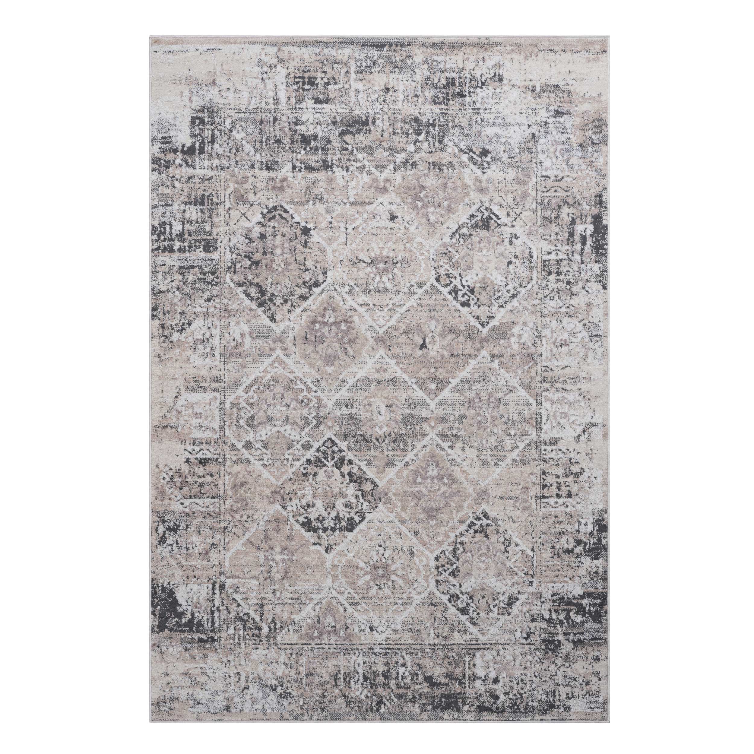 PAYAS 6X9 Cream Anthracite Traditional Area Rug_voghion.com