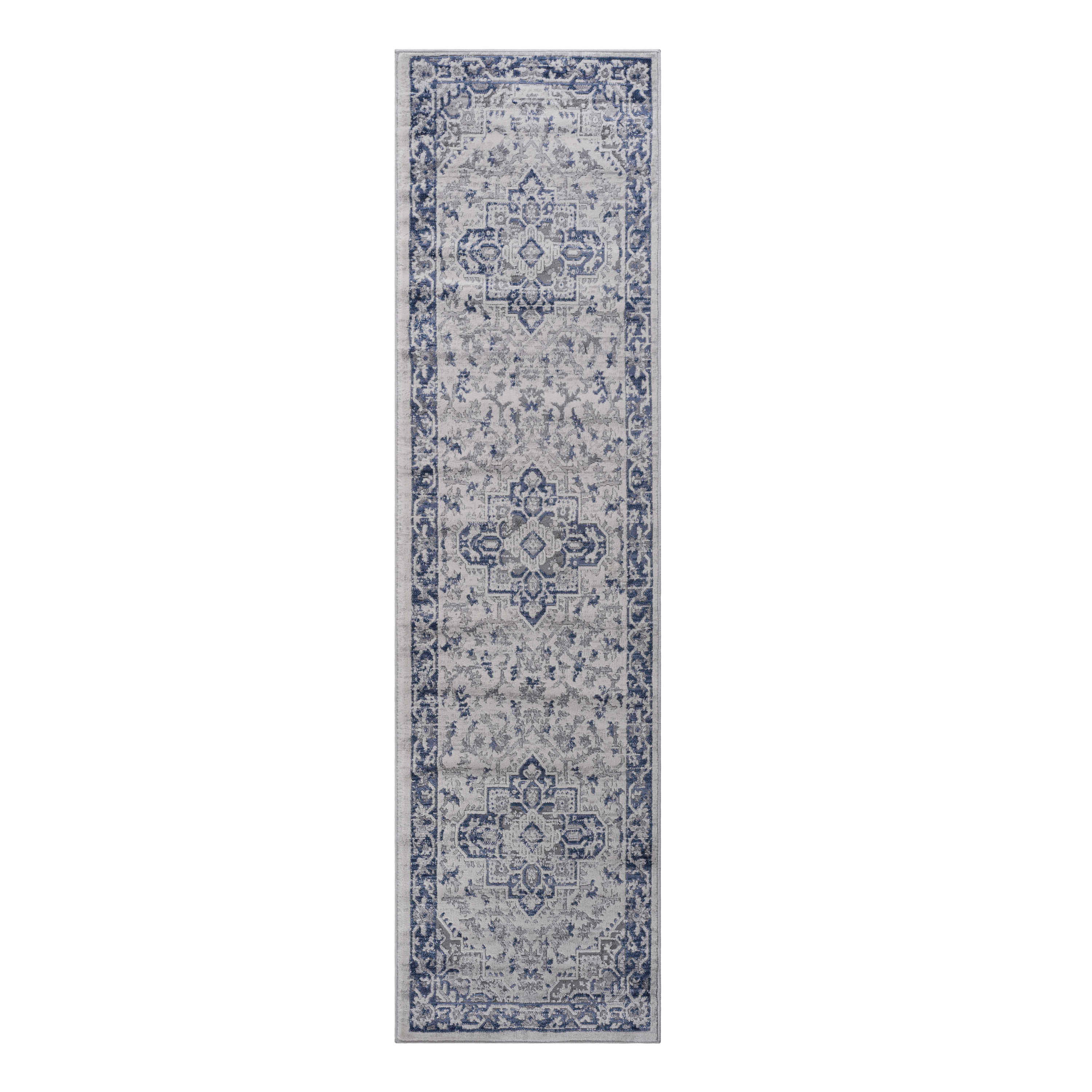 MARFI 2X8 Blue Grey Oriental Runner Rug_voghion.com