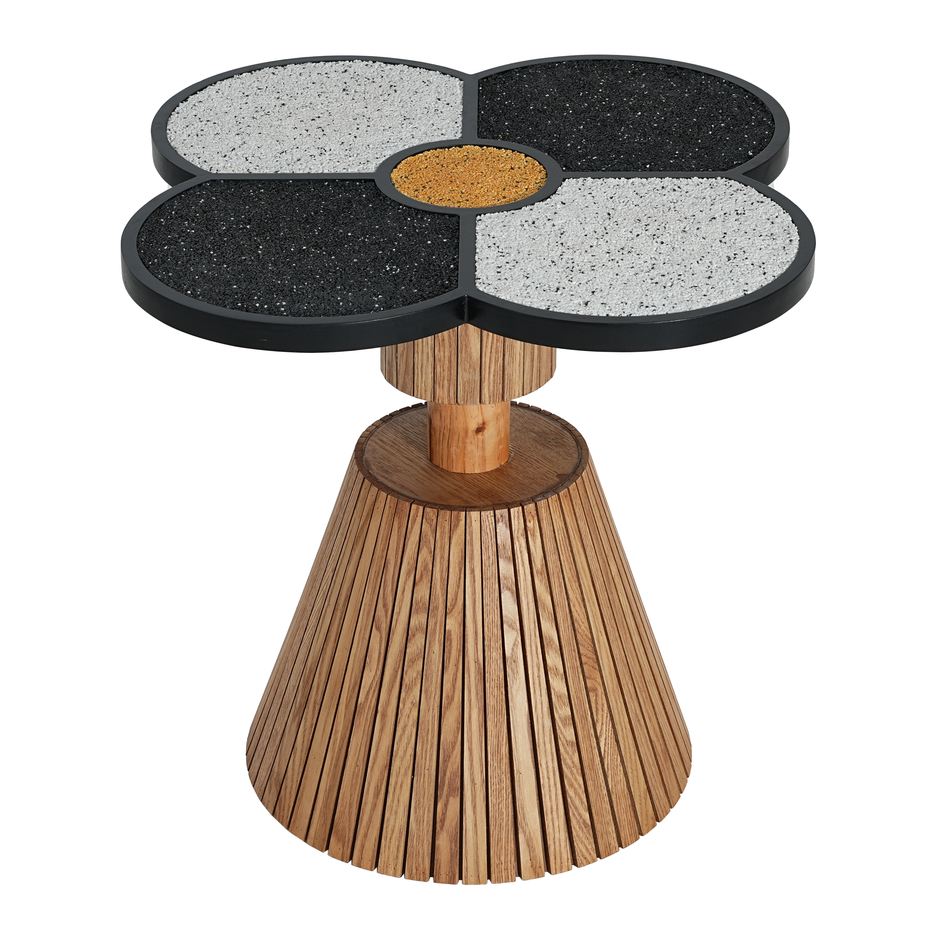 Unique Four Leaf Clover Side Table For Living Room, Bedroom & Small Spaces  Decorative Accent Table With Wood Grain Base