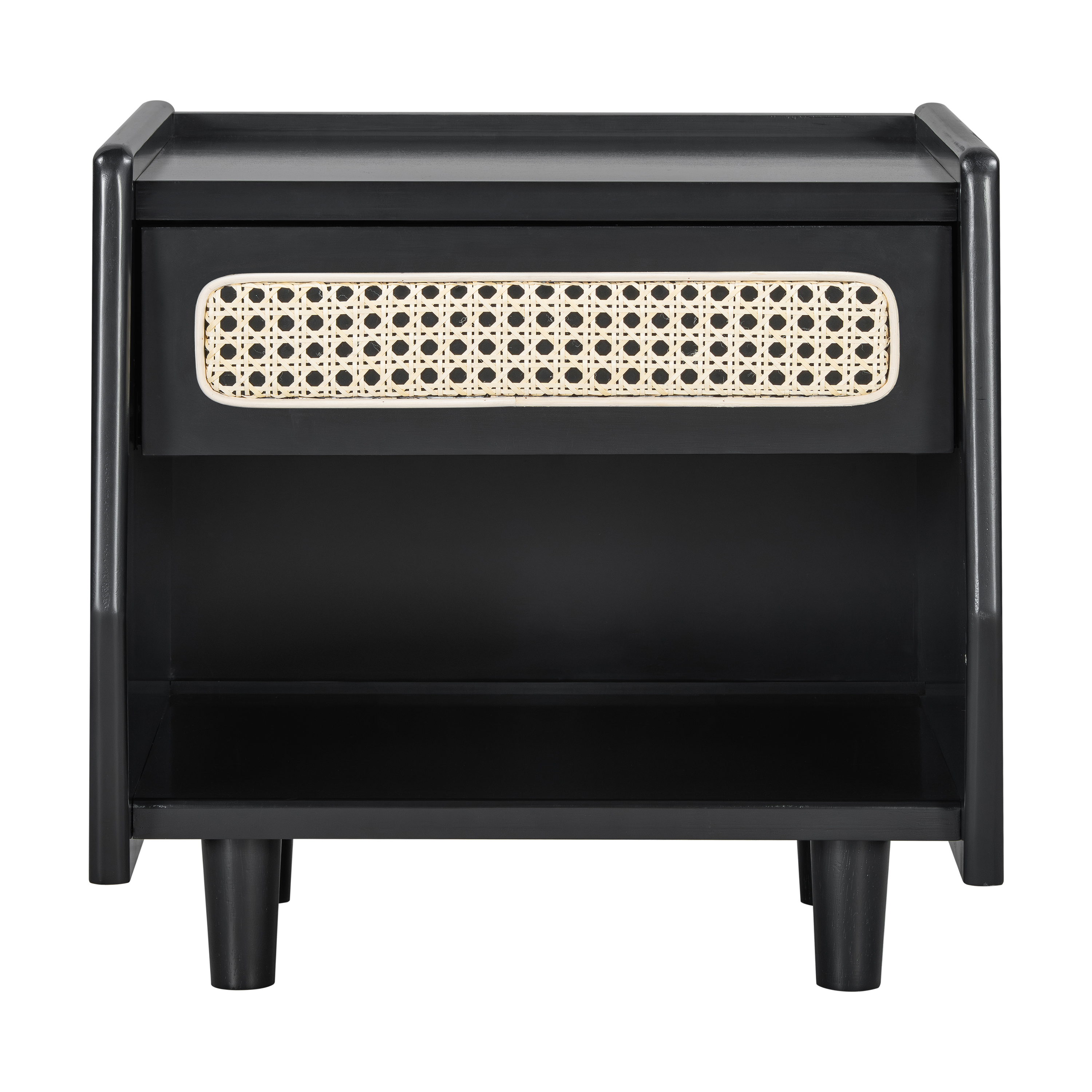 Black Nightstand with Rattan Detail β photo 2