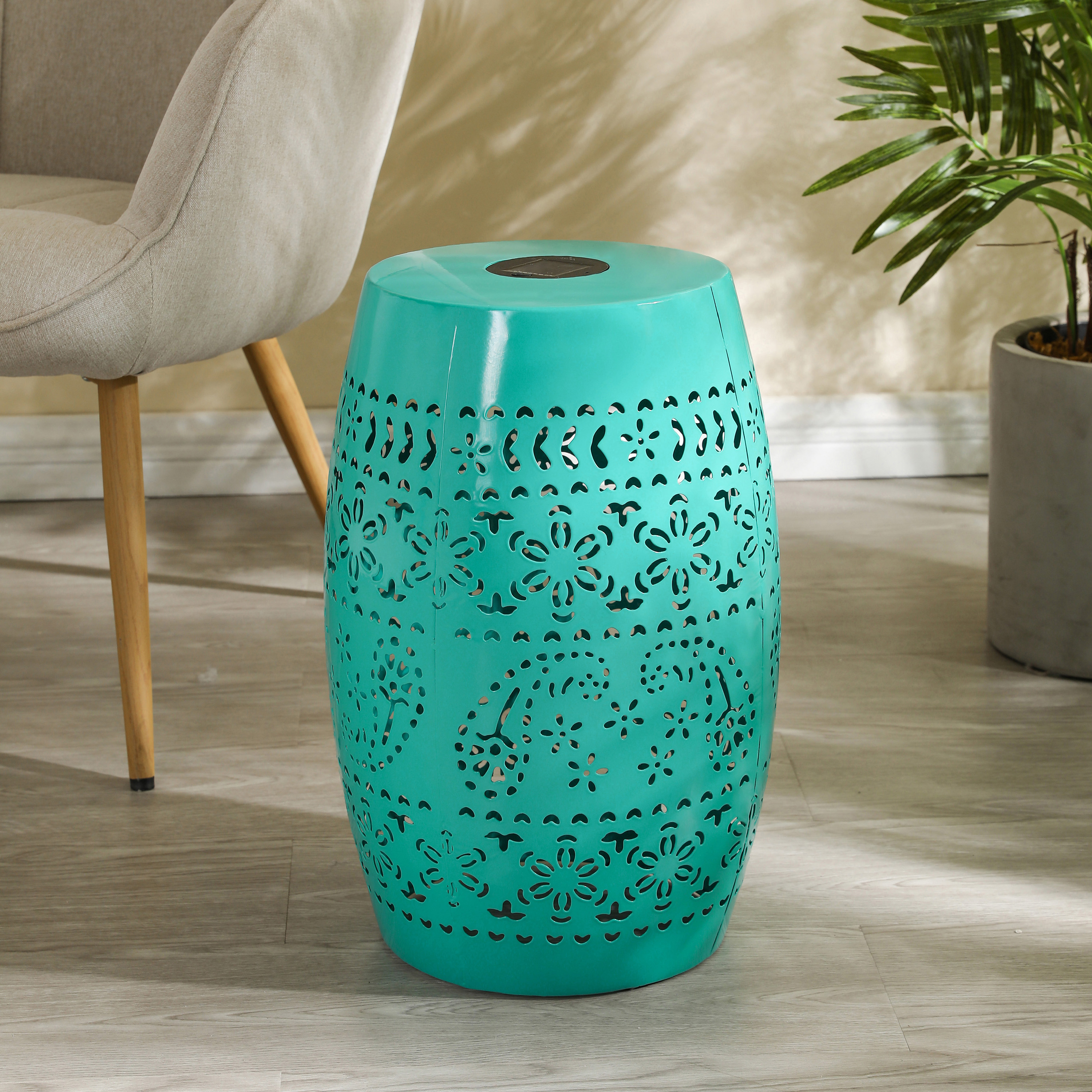 SOLAR SIDE TABLE,TEAL COLOREQfx_voghion.com
