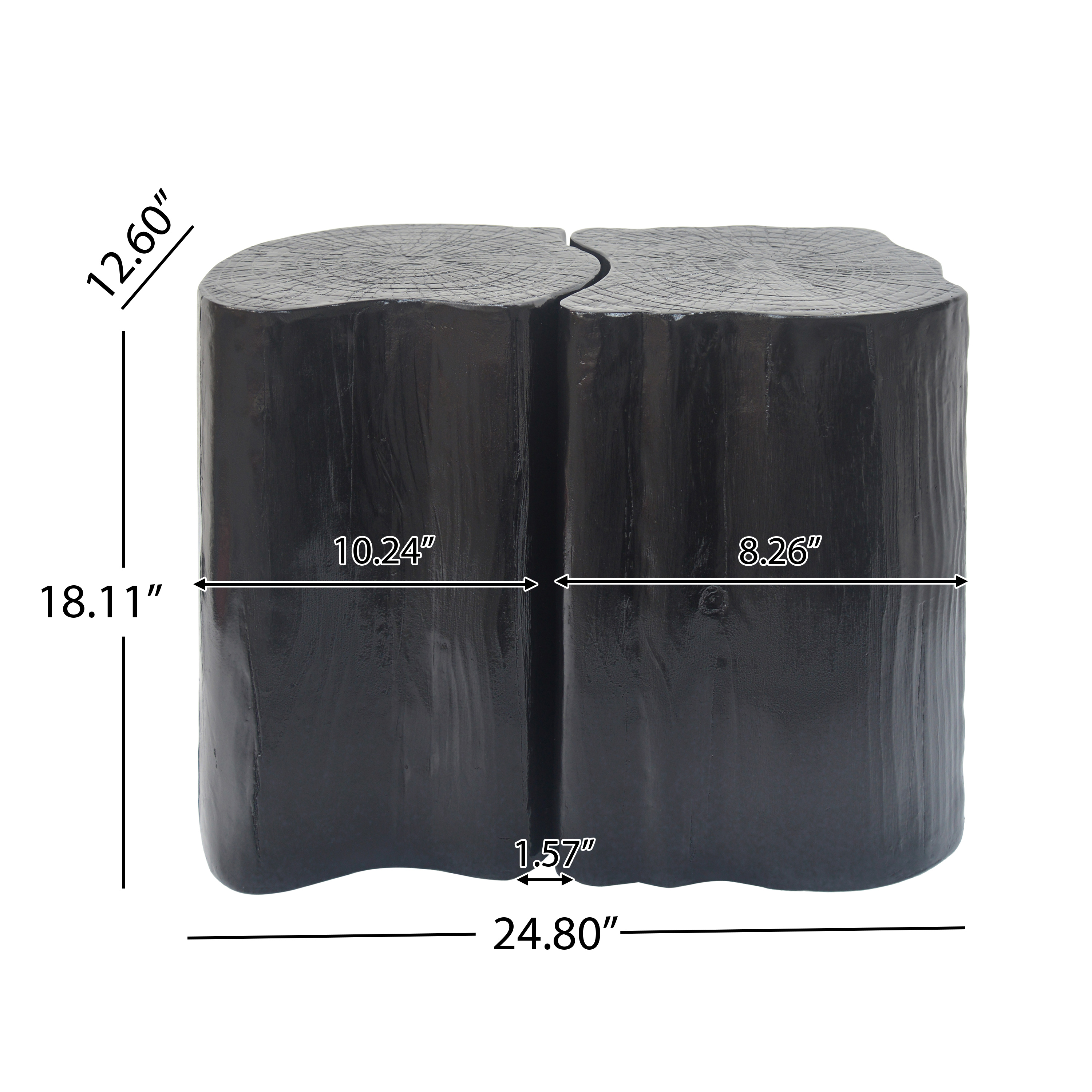 2-in-1 Irregular MGO End Table, Split Design, Small Space Friendly,Indoor Outdoor Use,Black Color