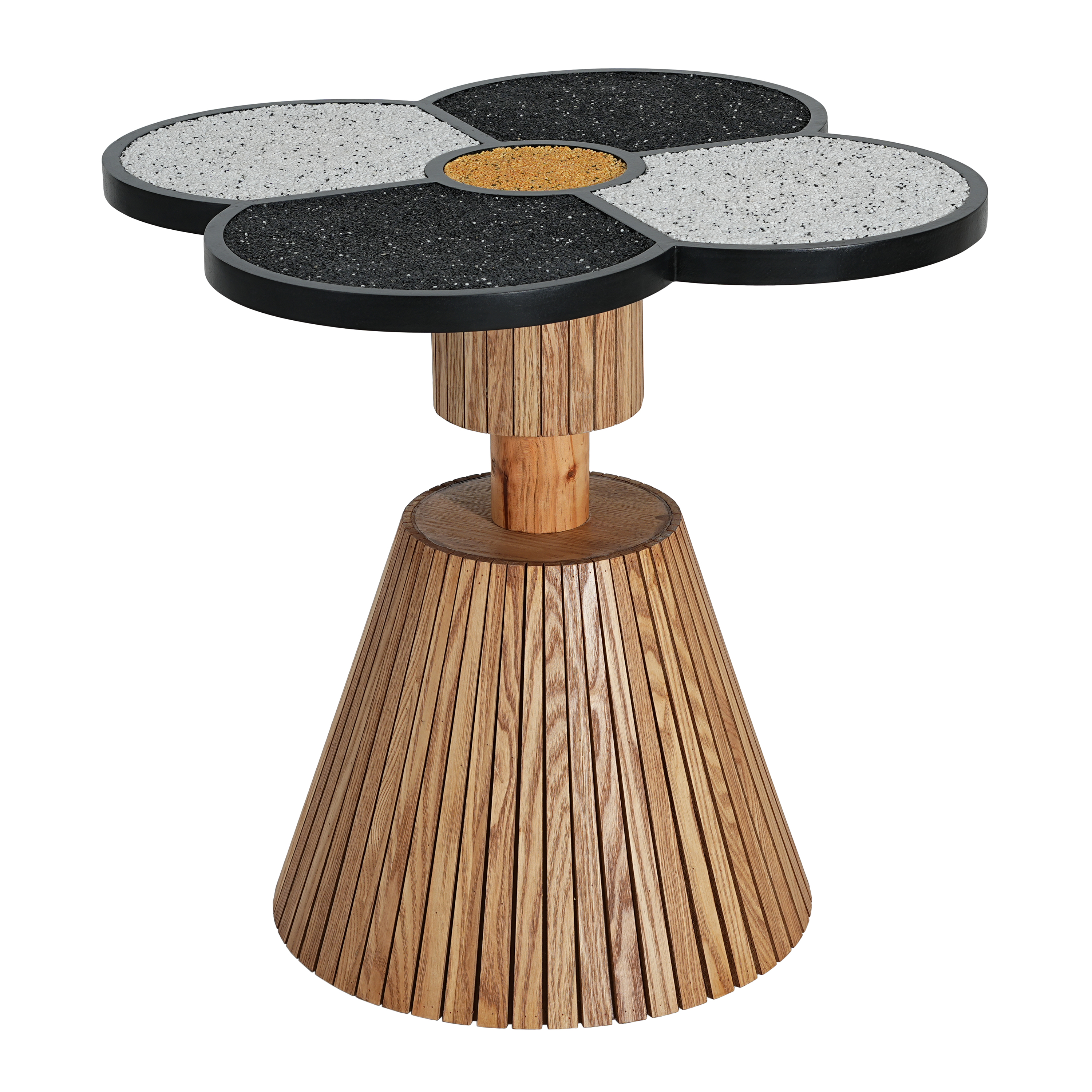 Unique Four Leaf Clover Side Table For Living Room, Bedroom & Small Spaces  Decorative Accent Table With Wood Grain Base