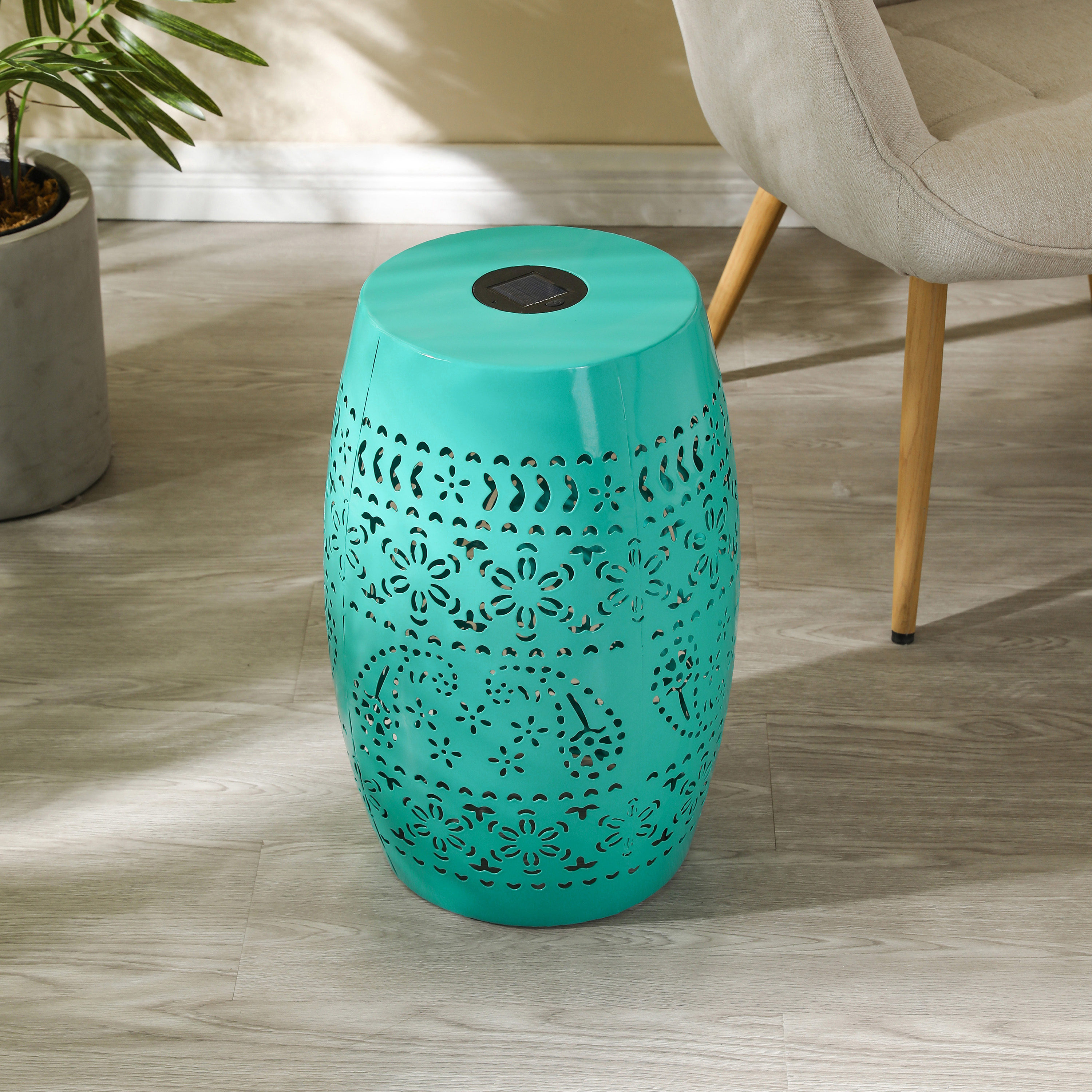 SOLAR SIDE TABLE,TEAL COLOREQfx_voghion.com
