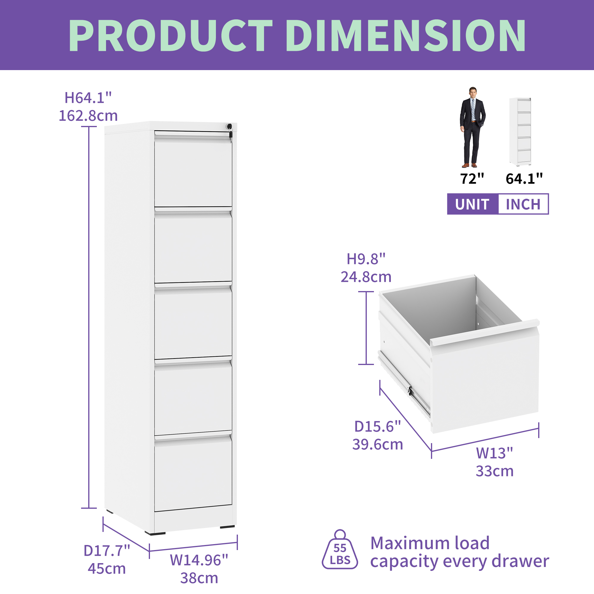 Metal Vertical File Cabinet, picture 3 of 4