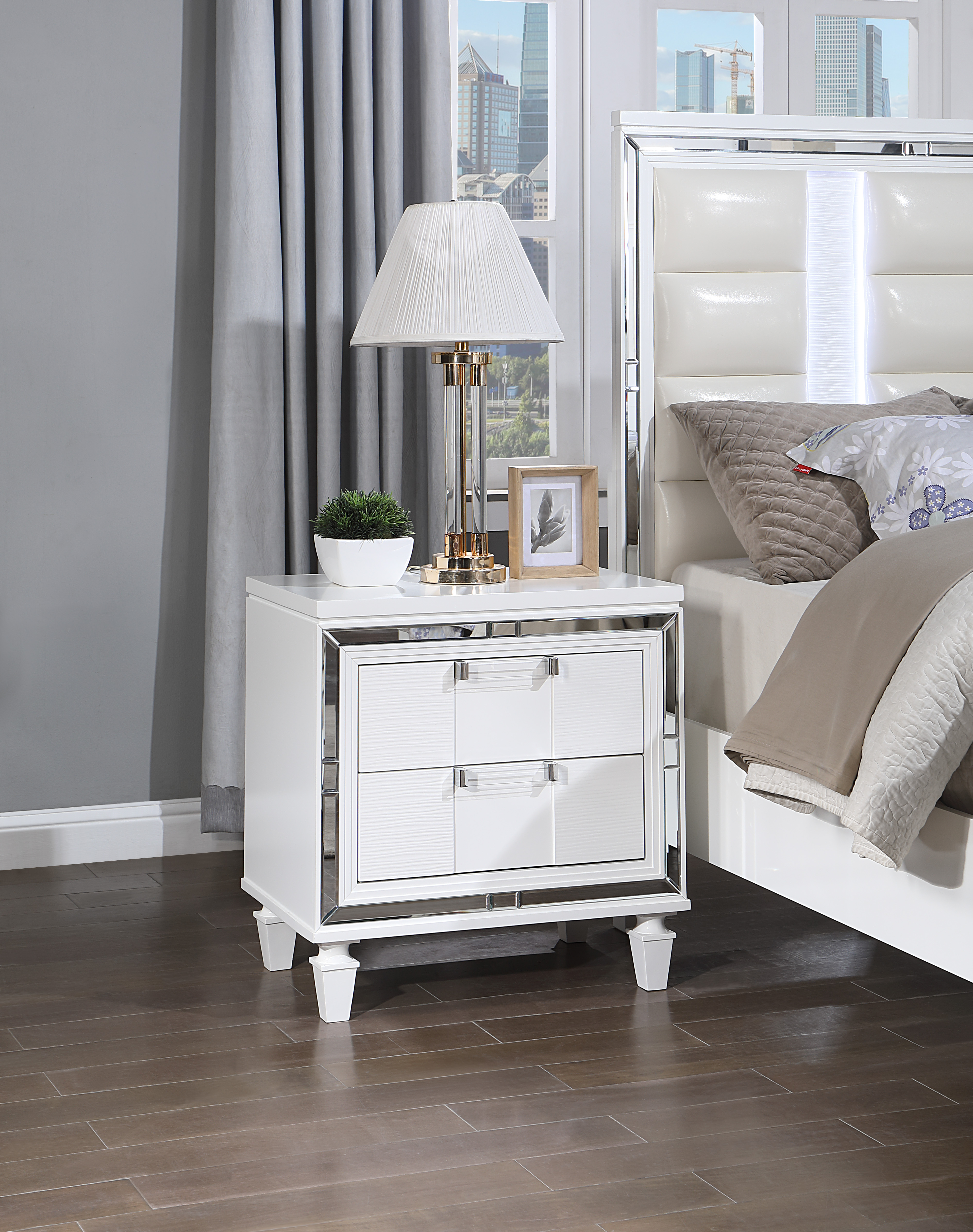 Genoa G05790-N Nightstand , Sparkling White