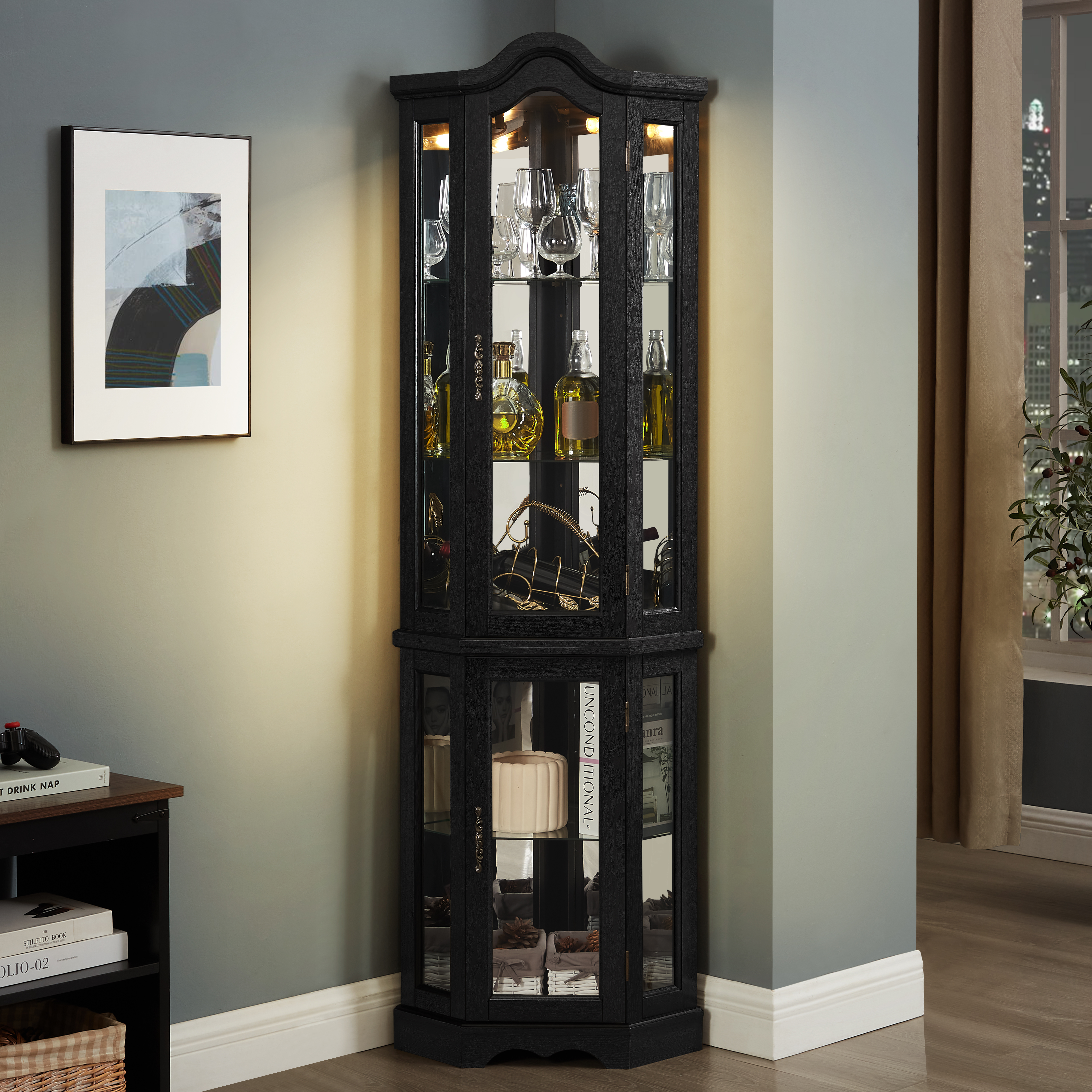 Lighted Corner Curio Cabinet, picture 3 of 4