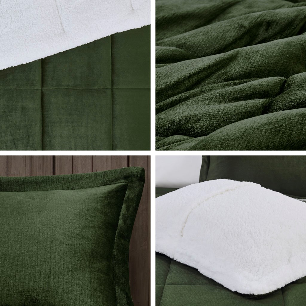 Full Queen Plush To Sherpa Down  Comforter Set