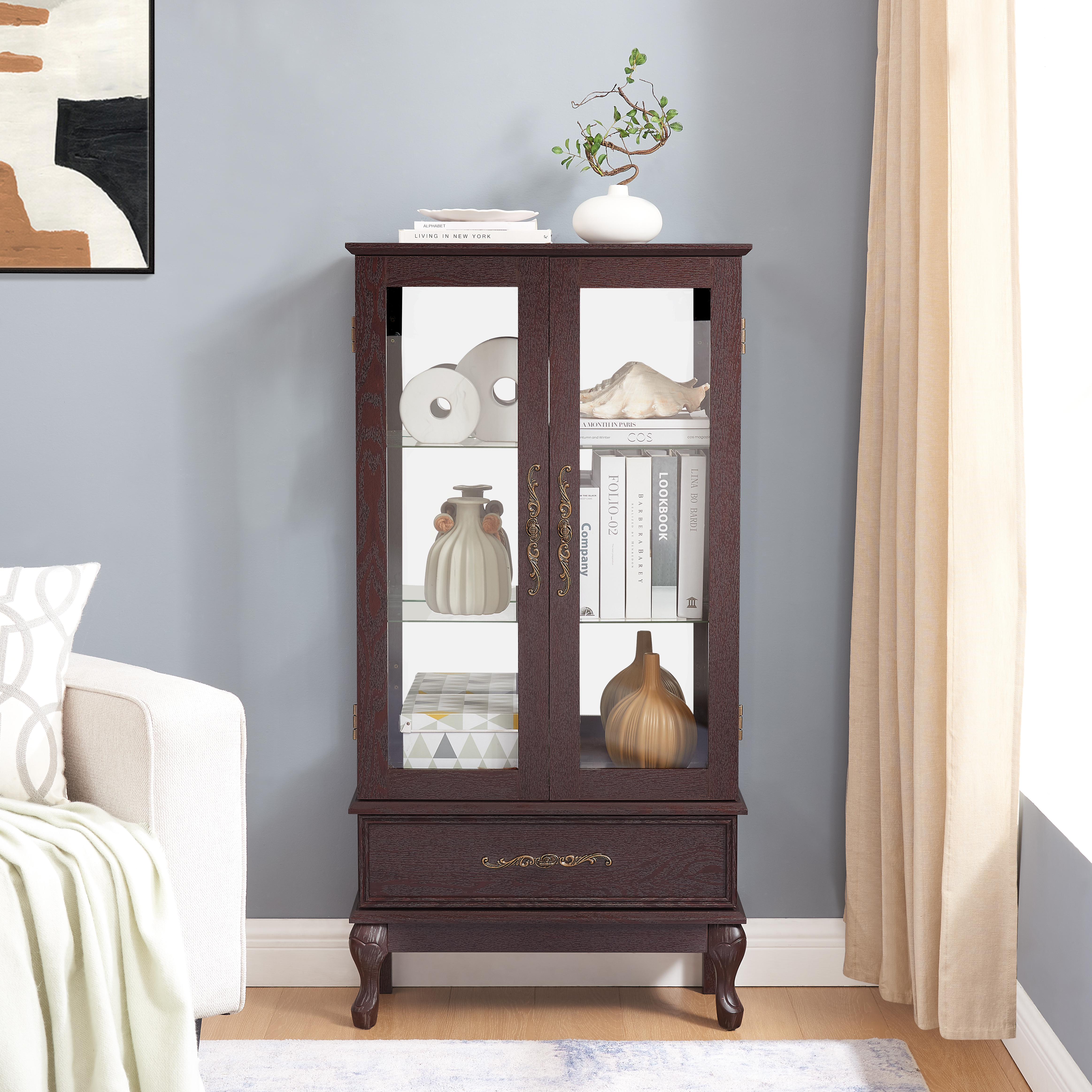 Lighted Glass Curio Cabinet, picture 3 of 4