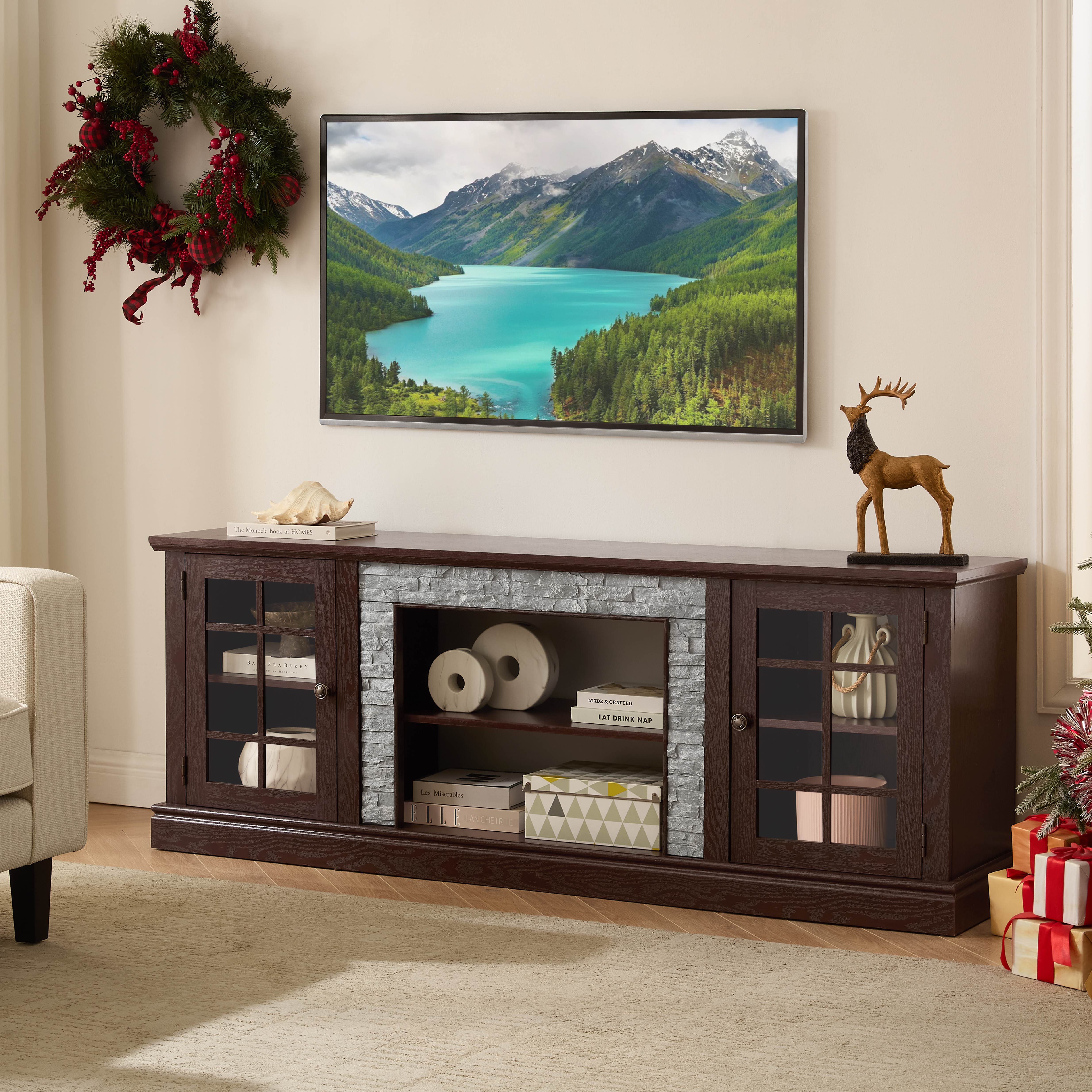 Faux Stone TV Stand, picture 2 of 4