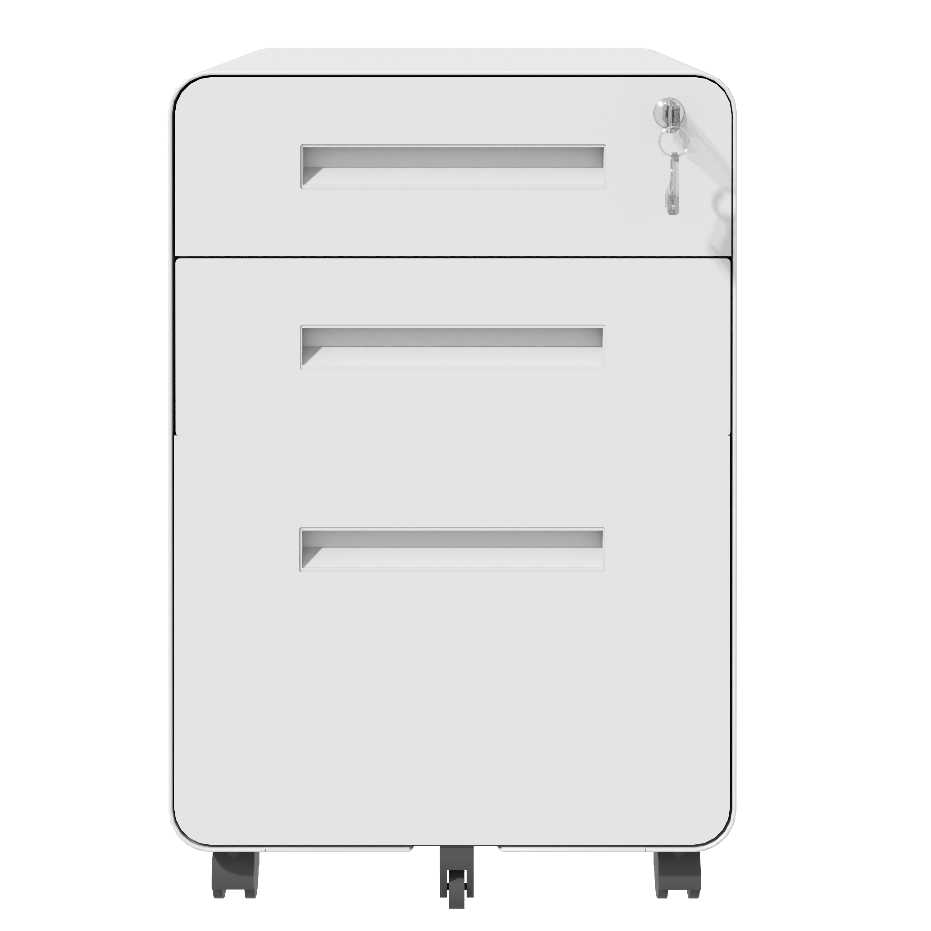 3-Drawer Wide Mobile File Cabinet With Lock, All-Steel Metal Storage Cabinet On Casters, For Home & Office,White, Fully Assembled, Holds A4 Letter Files, 110lbs Drawer
