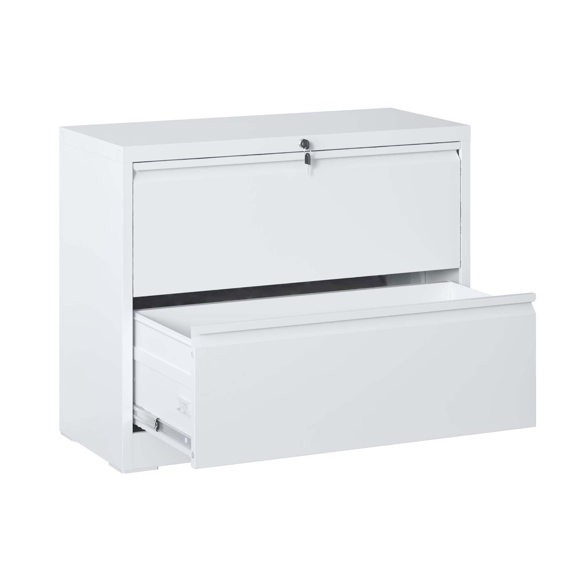 Lateral File Cabinet 2 Drawer White Filing
