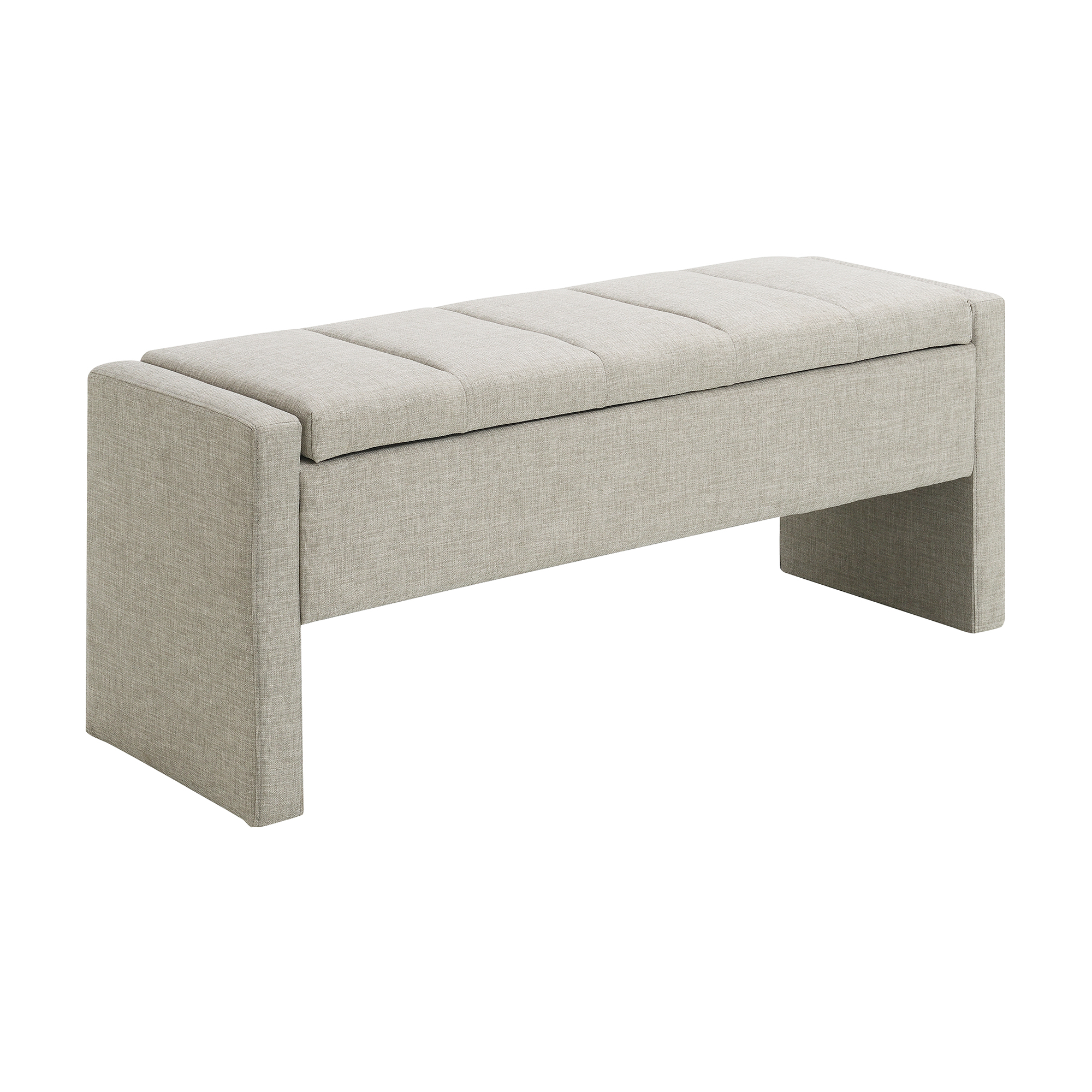 Modern Bed End Bench With Storage,Upholstered Large Foot Rest Stool, Comfy Window Vanity Bench For Living Room,Bedroom,Dorm,Coffee Table,Linen Light Grey_maomaolike.com