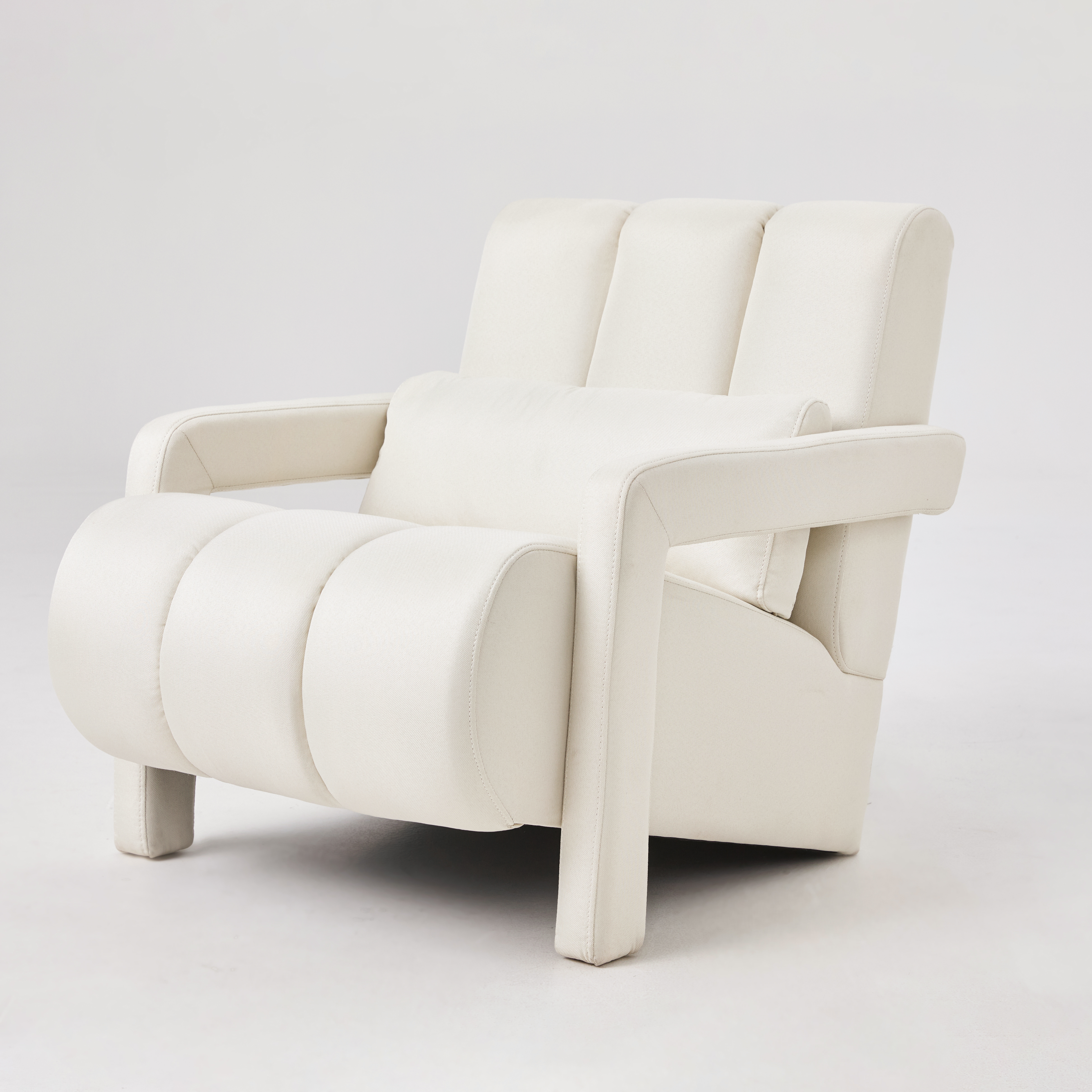 Modern Upholstered Accent Chair, Comfortable Linen Fabric With A Pillow For Living Room,bedroom. Linen, Beige