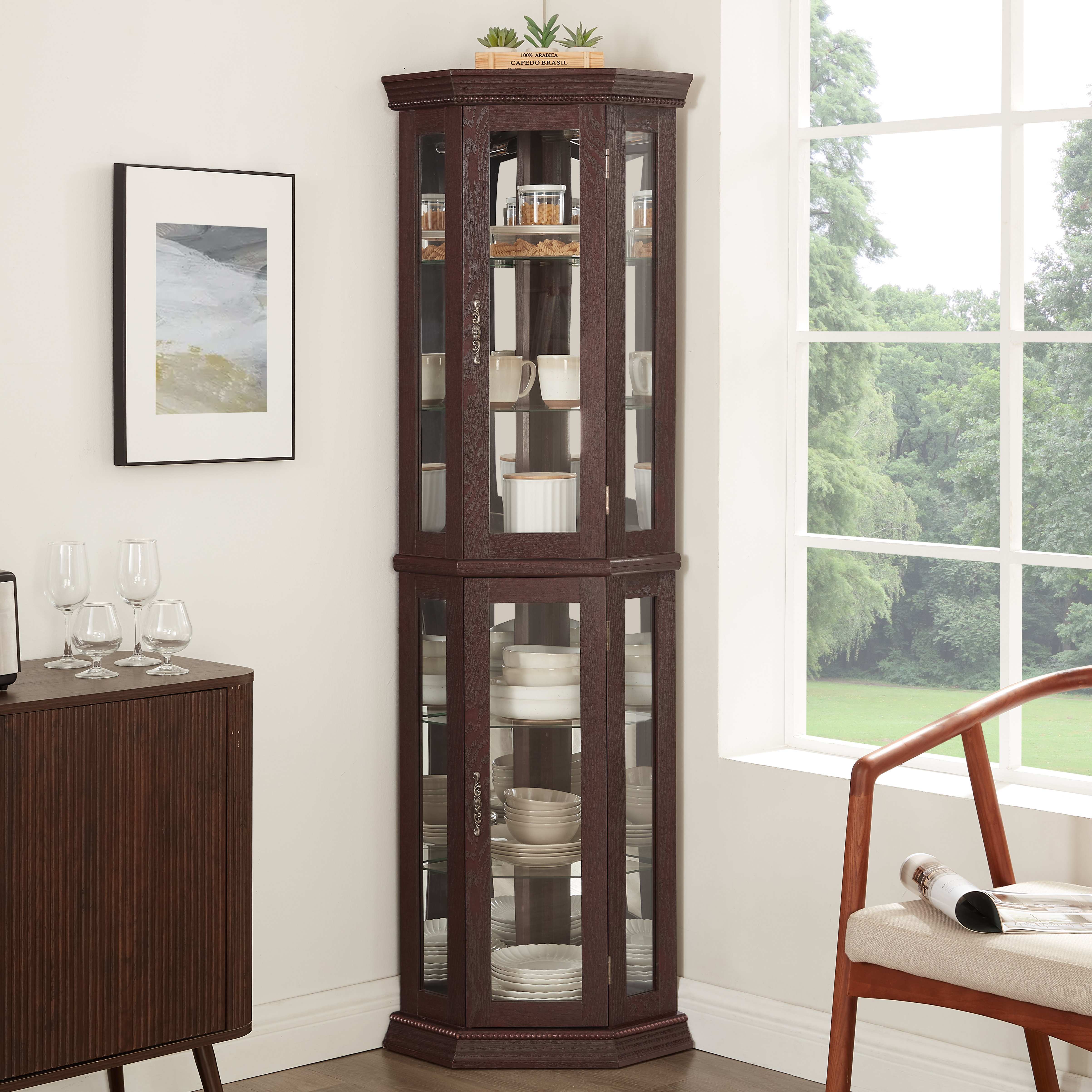 Lighted Corner Display Cabinet, picture 1 of 4