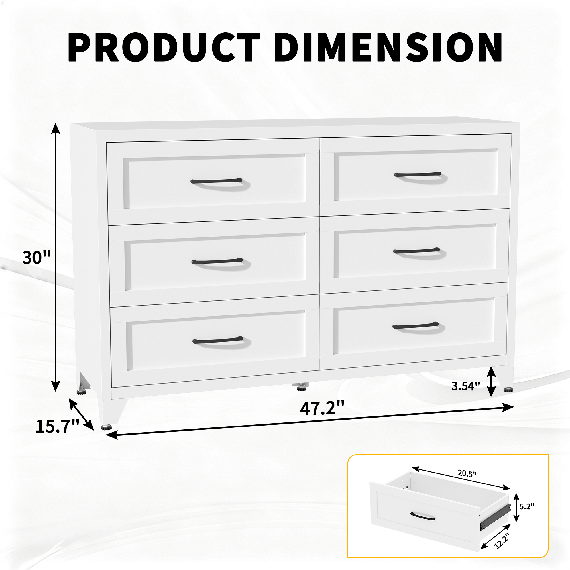 6 Drawer Dresser For Bedroom, Modern Metal Storage Chest With Smooth-Glide Drawers, Space-Saving Storage Cabinet For Closet, Hallway, Entryway, Eco-Friendly White Steel Dresser For Small Spaces