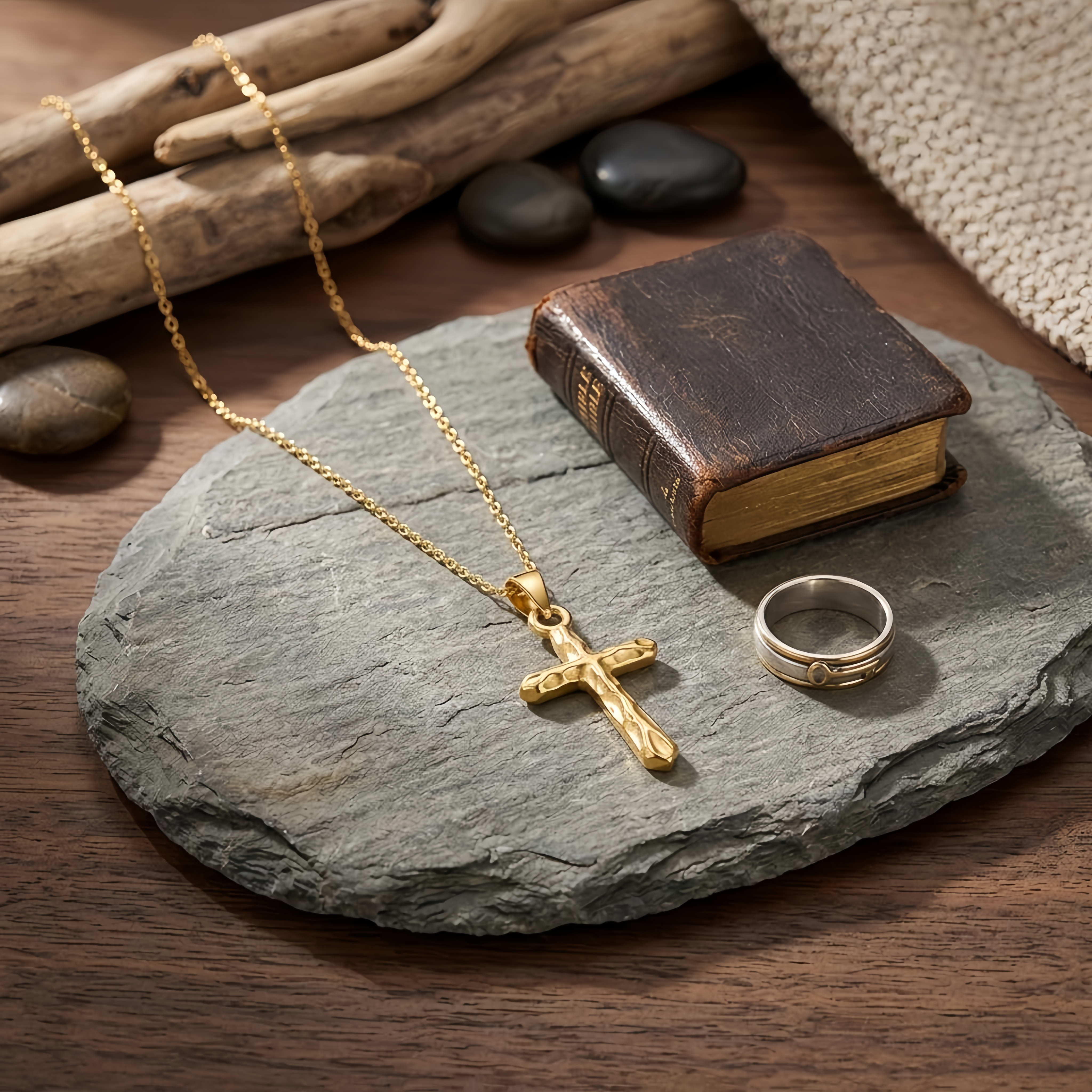 Gold Cross Pendant Necklace, picture 4 of 4
