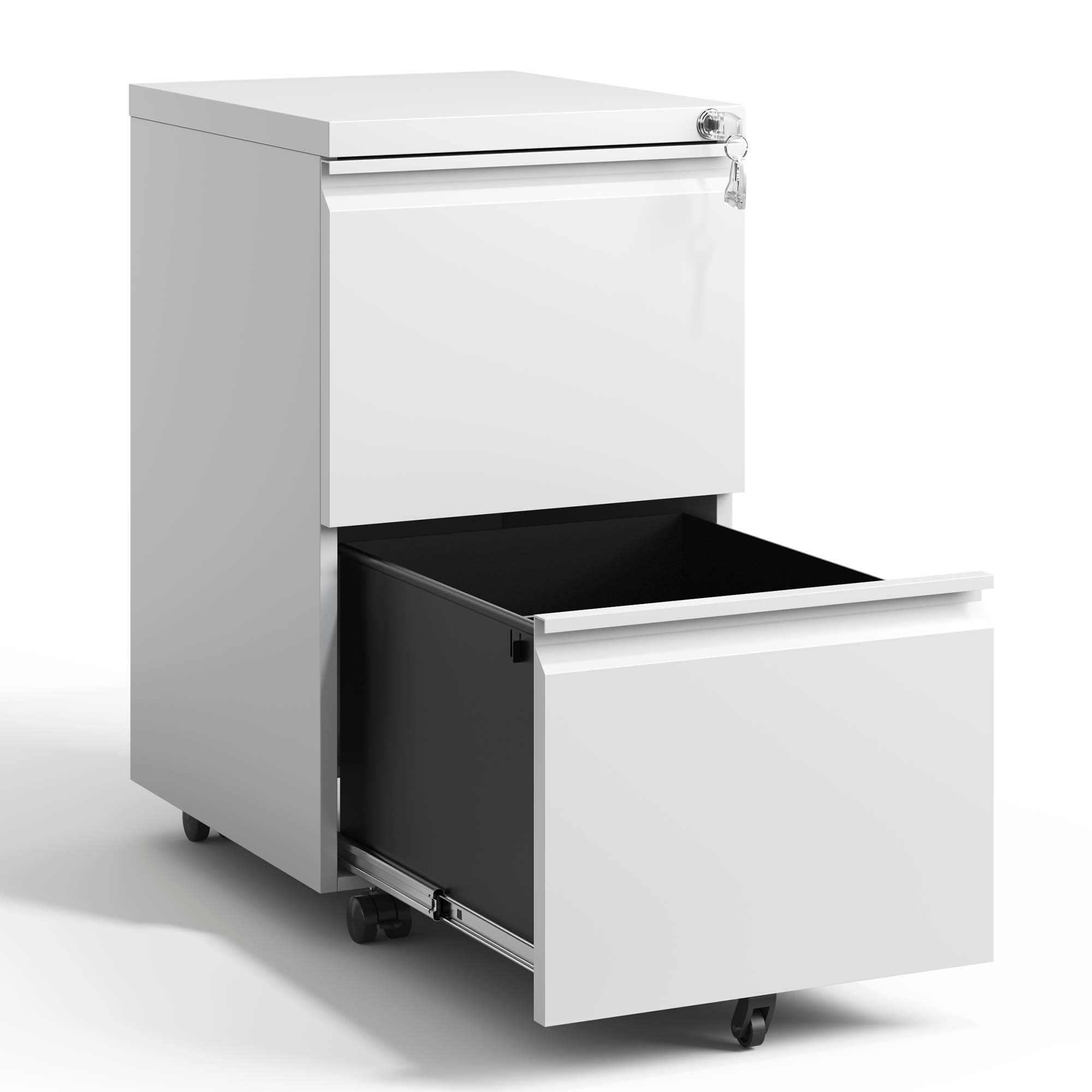2 Drawer Metal  Mobile File Cabinet, Rolling File Cabinet With Lock For Hanging Legal Letter A4 Size,Fully Assembled Except Wheels detail