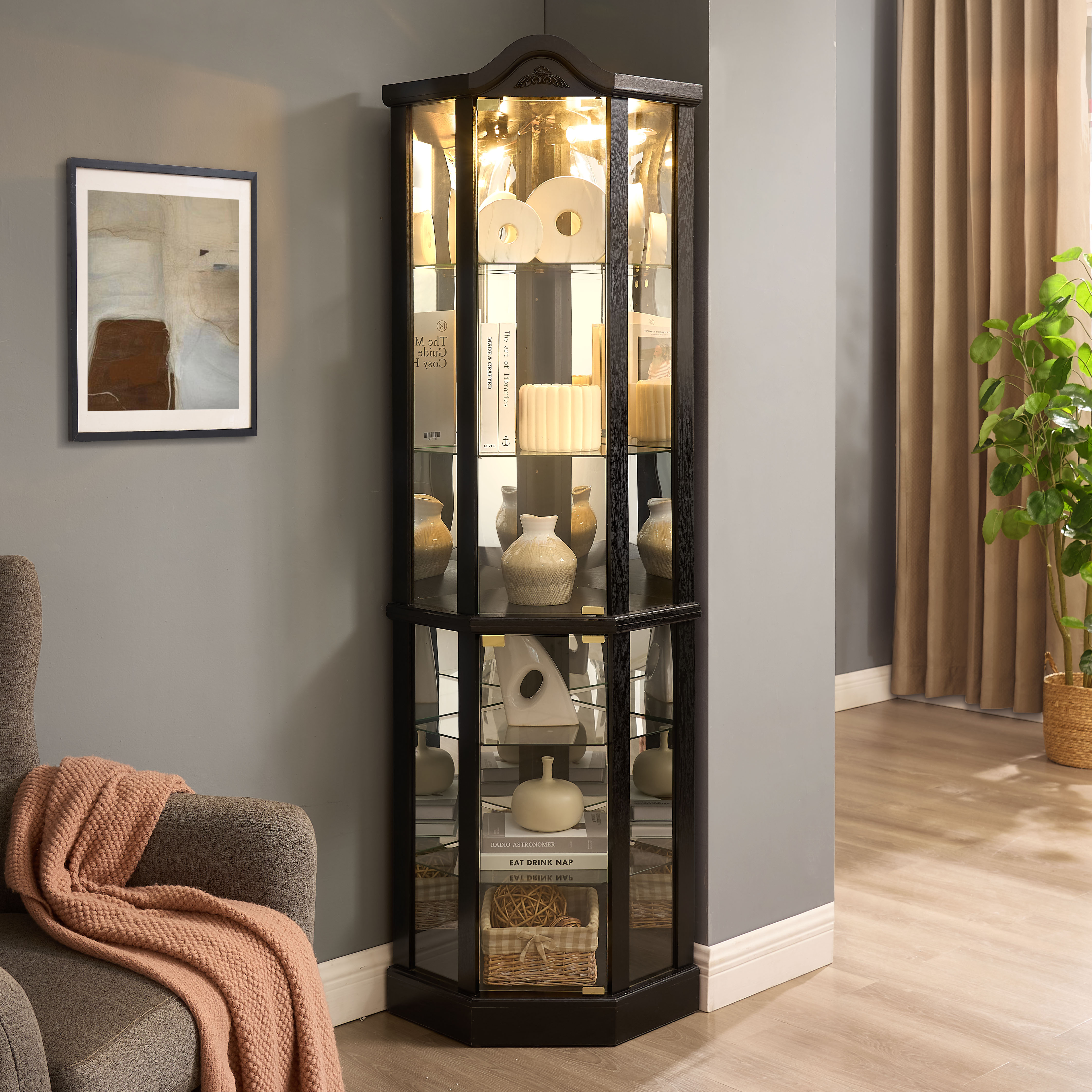 Glass Display Corner Cabinet