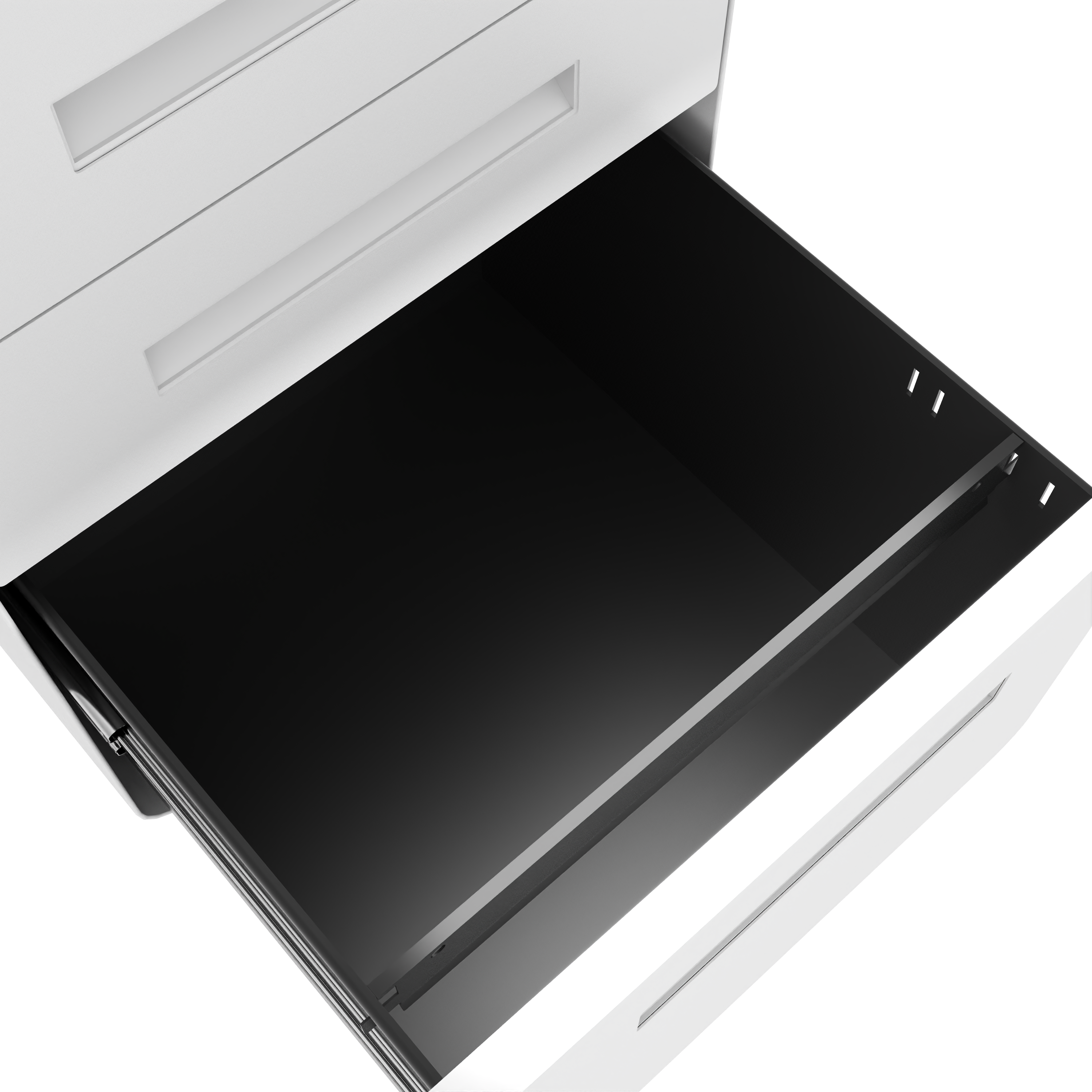 3-Drawer Wide Mobile File Cabinet With Lock, All-Steel Metal Storage Cabinet On Casters, For Home & Office,White, Fully Assembled, Holds A4 Letter Files, 110lbs Drawer detail