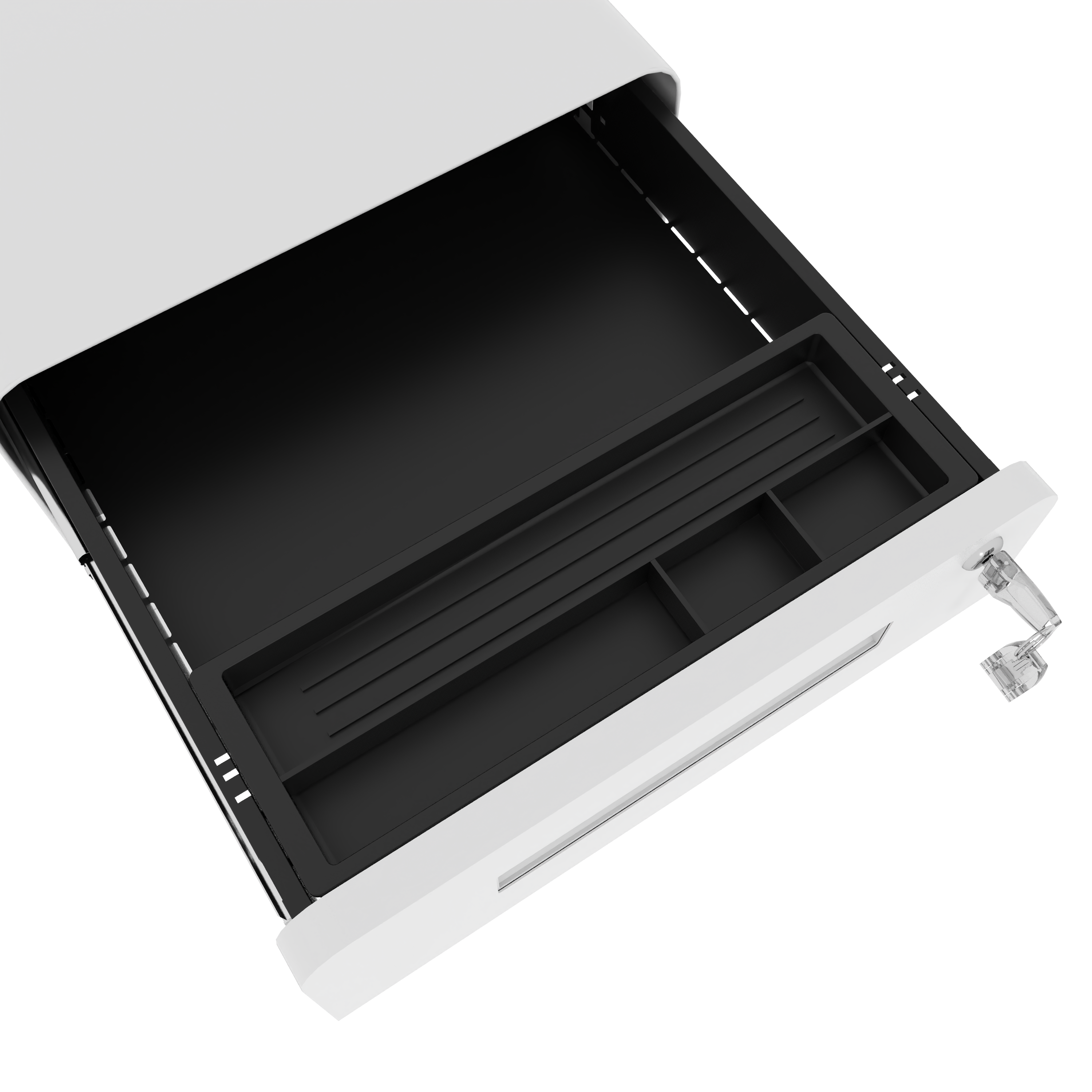 3-Drawer Wide Mobile File Cabinet With Lock, All-Steel Metal Storage Cabinet On Casters, For Home & Office,White, Fully Assembled, Holds A4 Letter Files, 110lbs Drawer detail