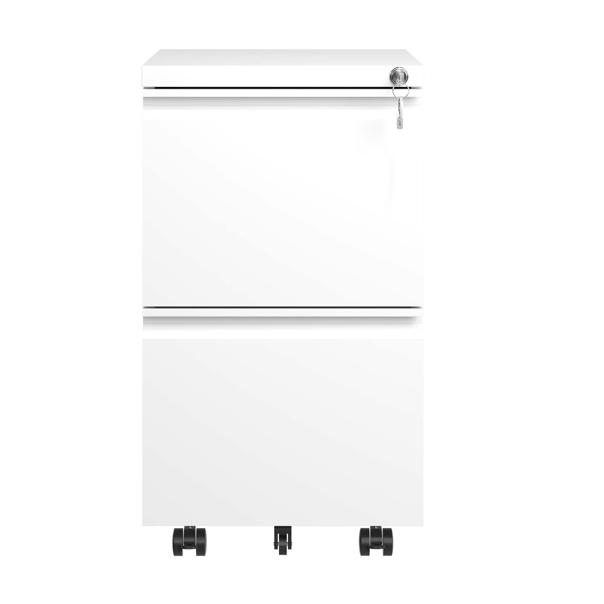 2 Drawer Metal  Mobile File Cabinet, Rolling File Cabinet With Lock For Hanging Legal Letter A4 Size,Fully Assembled Except Wheels