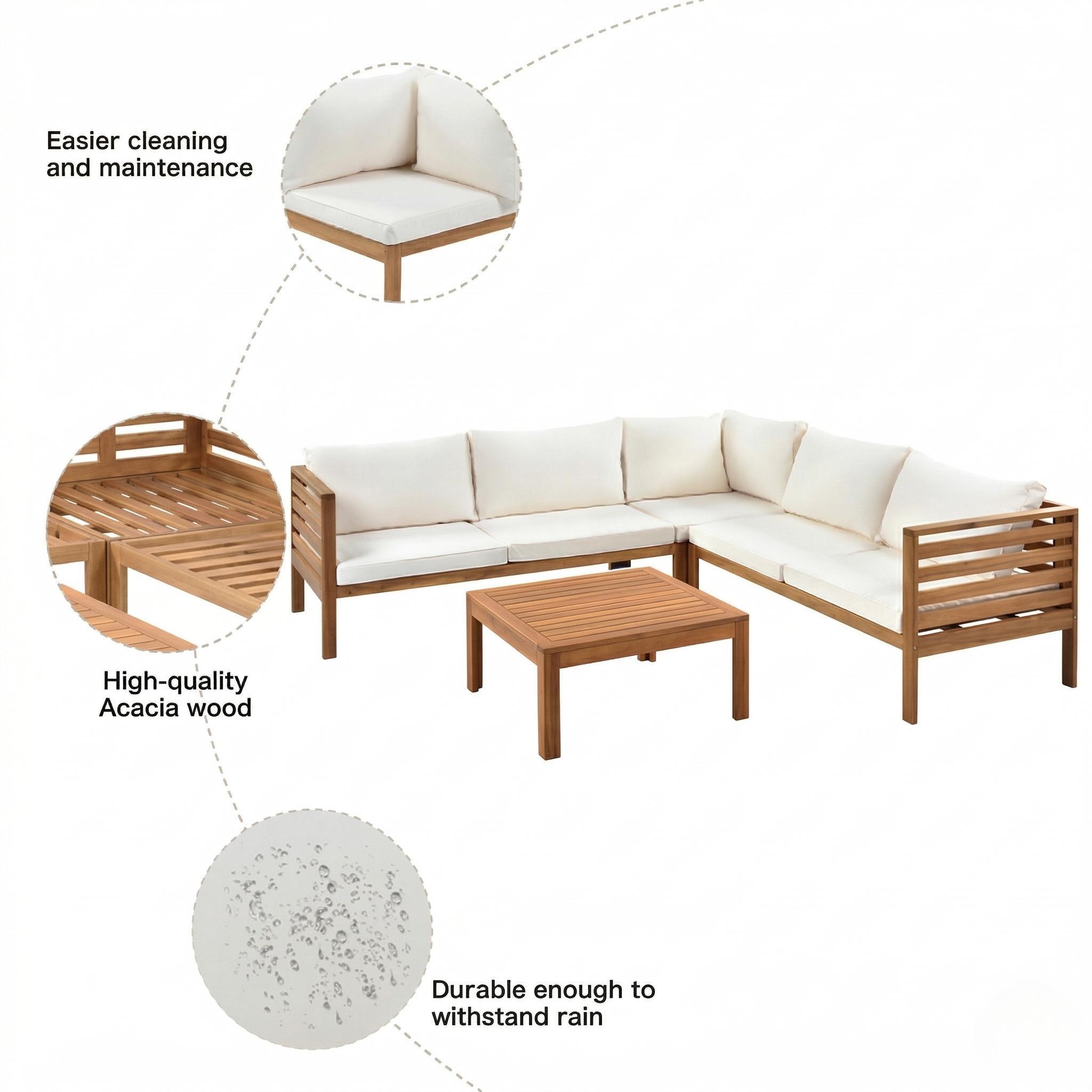 Acacia Wood Outdoor Sofa Set, picture 4 of 4