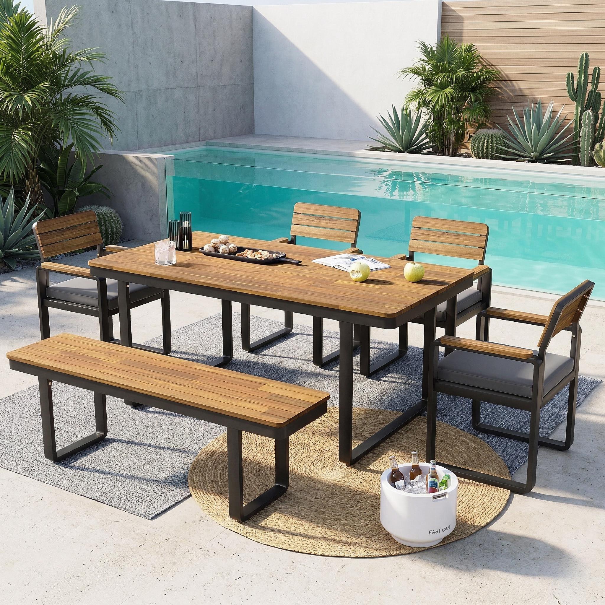 Acacia Wood Patio Dining Set