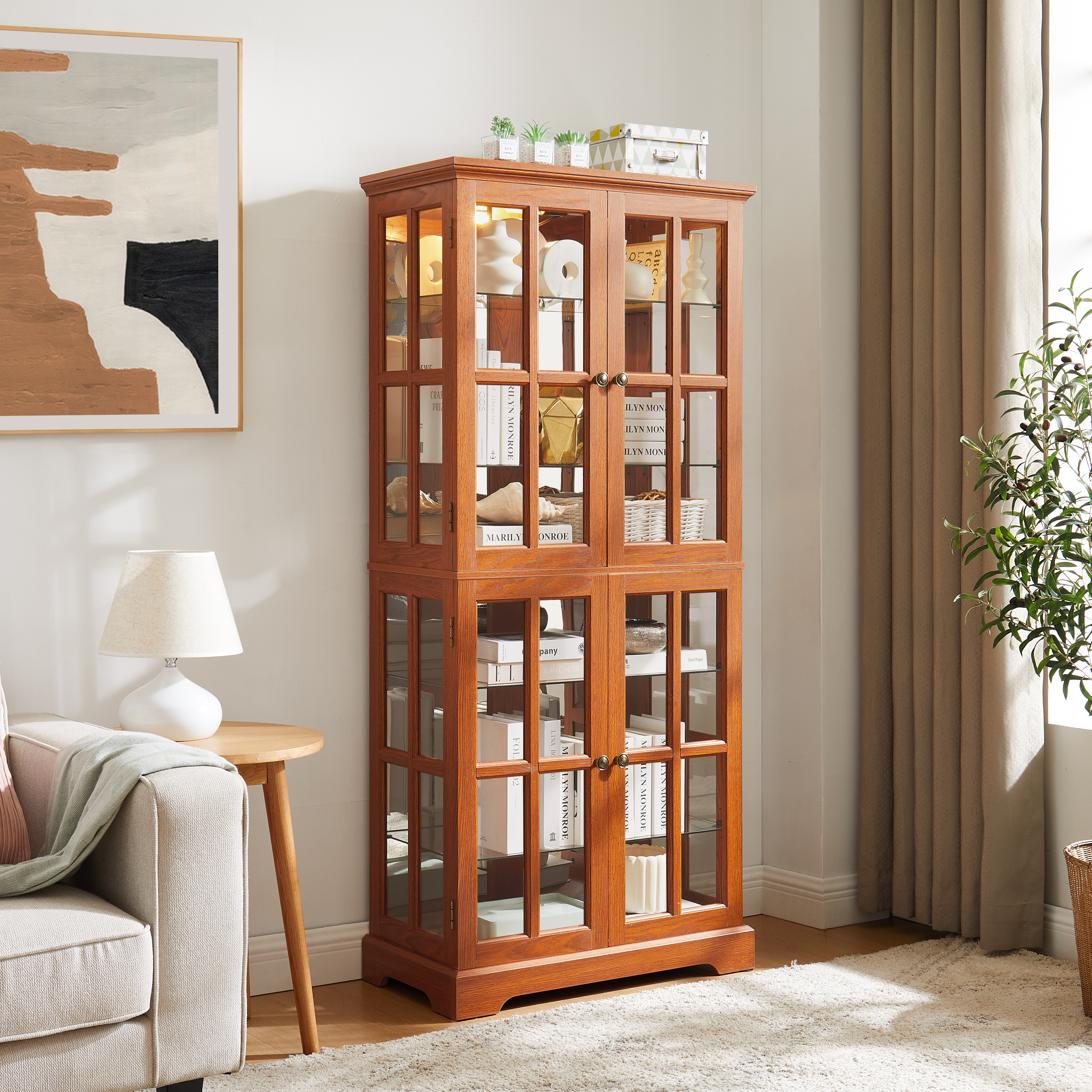 Glass Door Curio Cabinet, picture 2 of 4