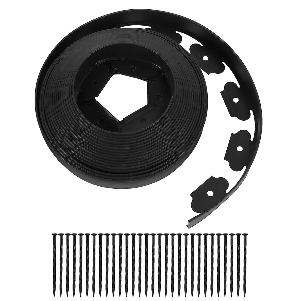 32.8FT&60FT&100FT Options - 1Pc No-dig Garden Edging Kit Plastic Garden Border With 30&54&90Pcs Stakes…
