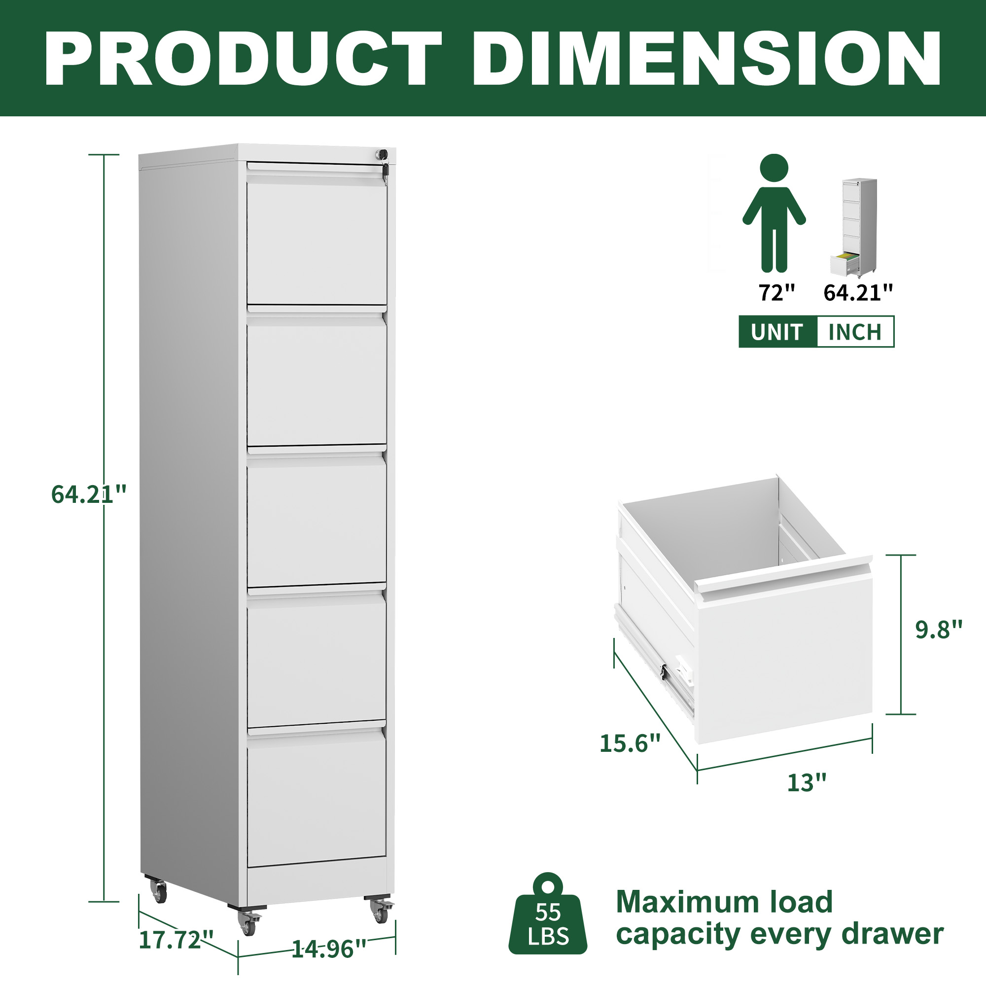 Metal Vertical File Cabinet, picture 3 of 5
